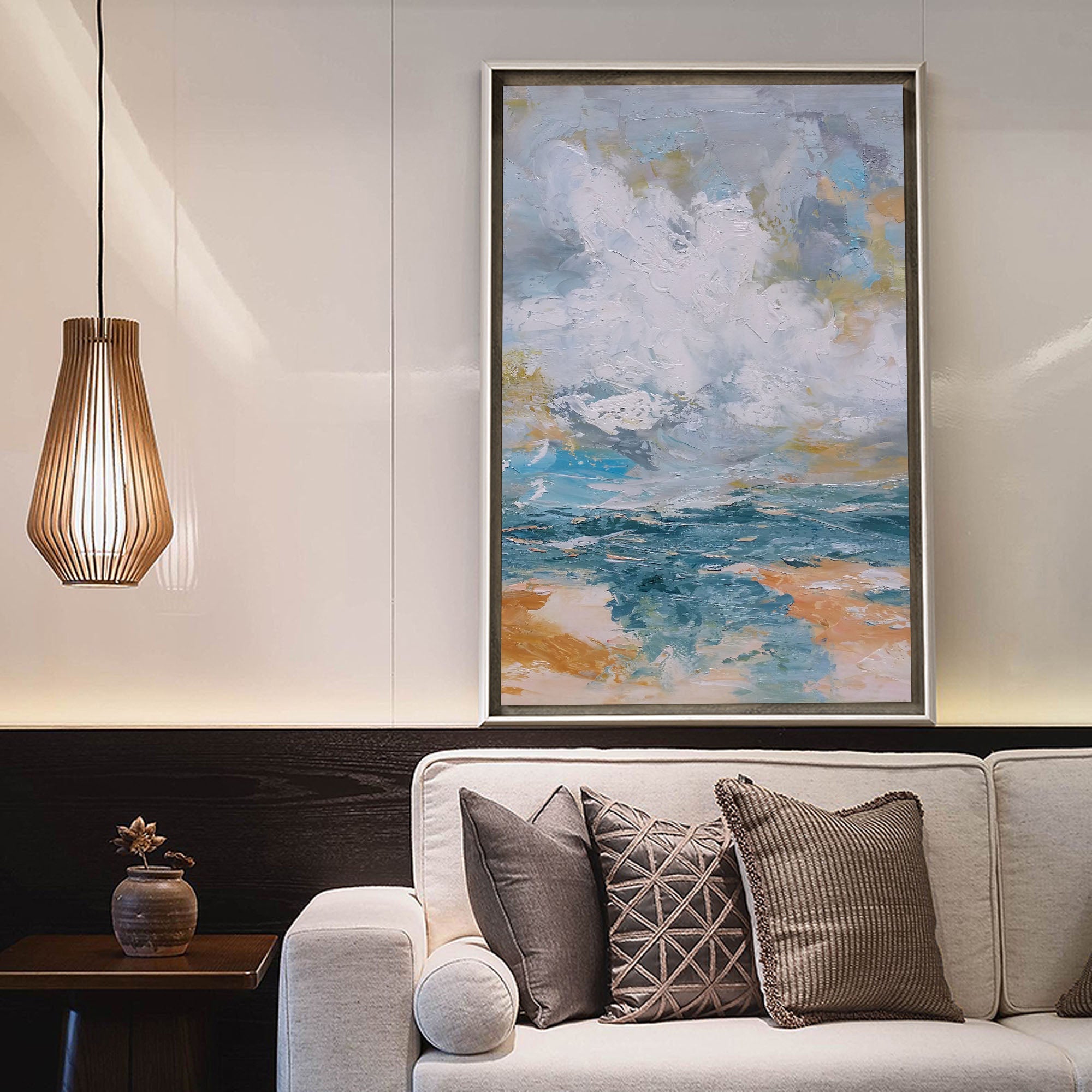 Impasto Seascape Abstract Hand‑Painted Thick‑Layer Ocean Wave Textured Artwork