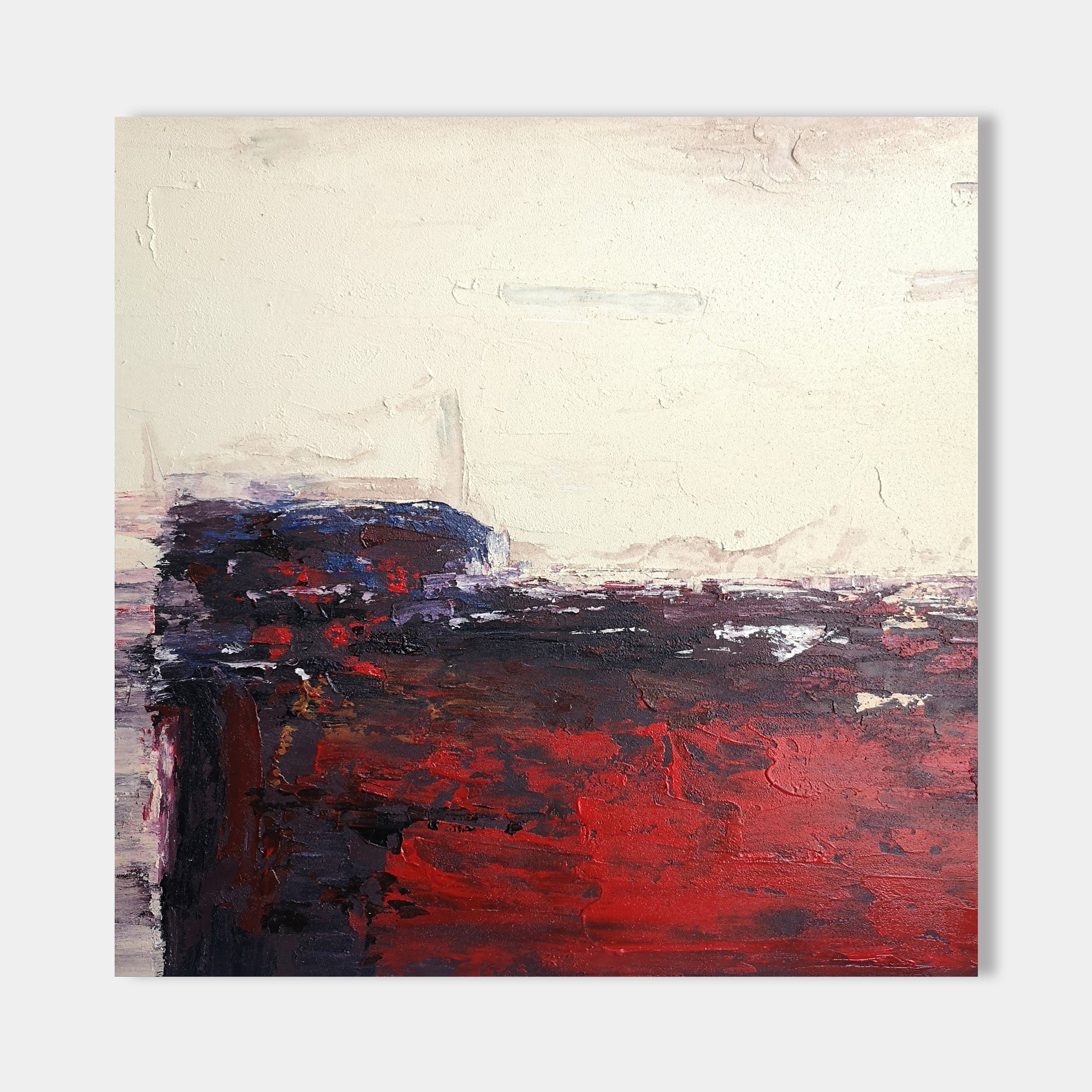 Square Abstract Minimalist Red Painting