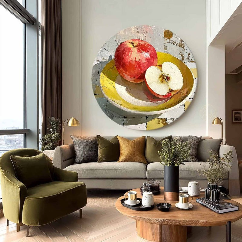 Red Apple Still Life Round Painting