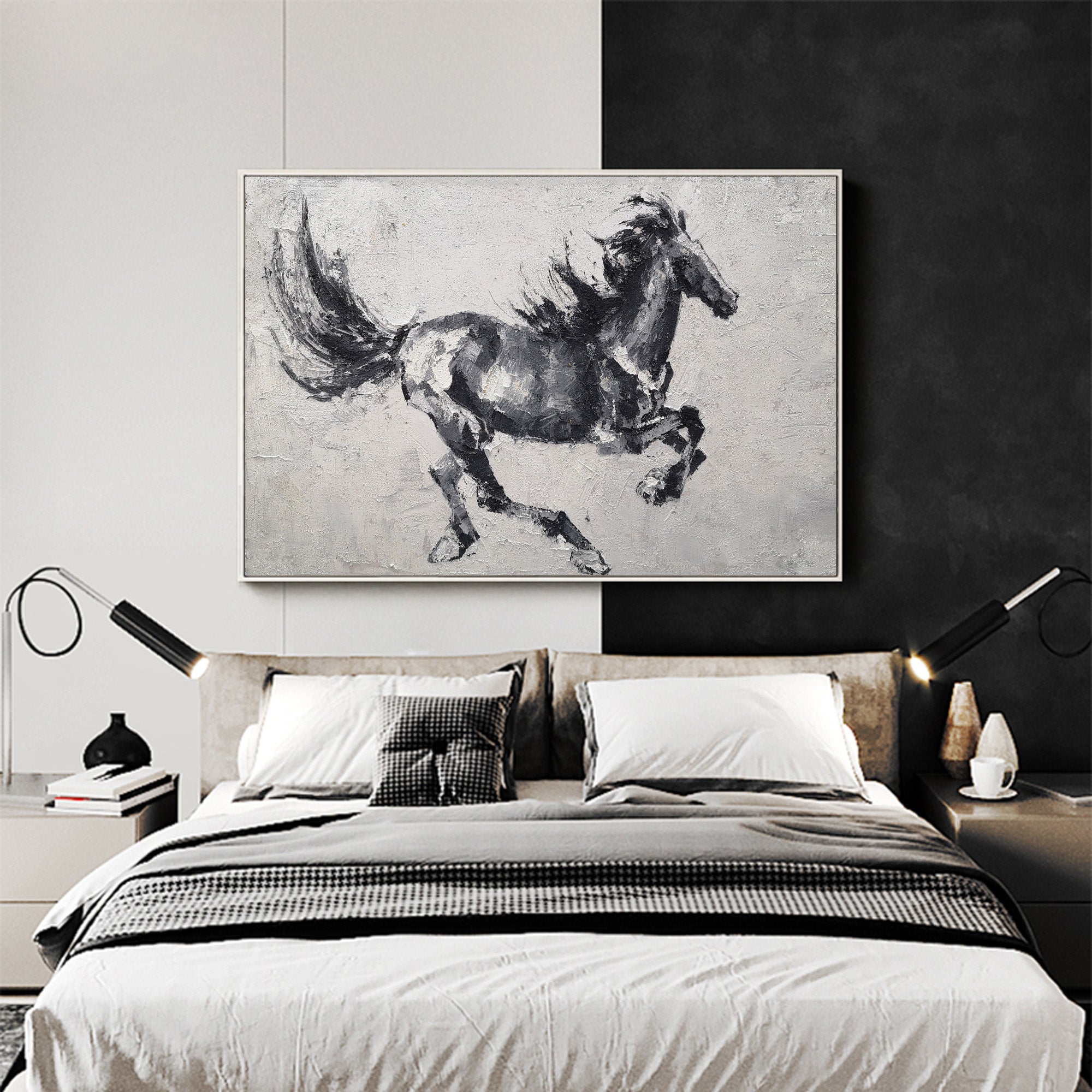 Black Abstract Horse Art ANH23 - Neutralighting
