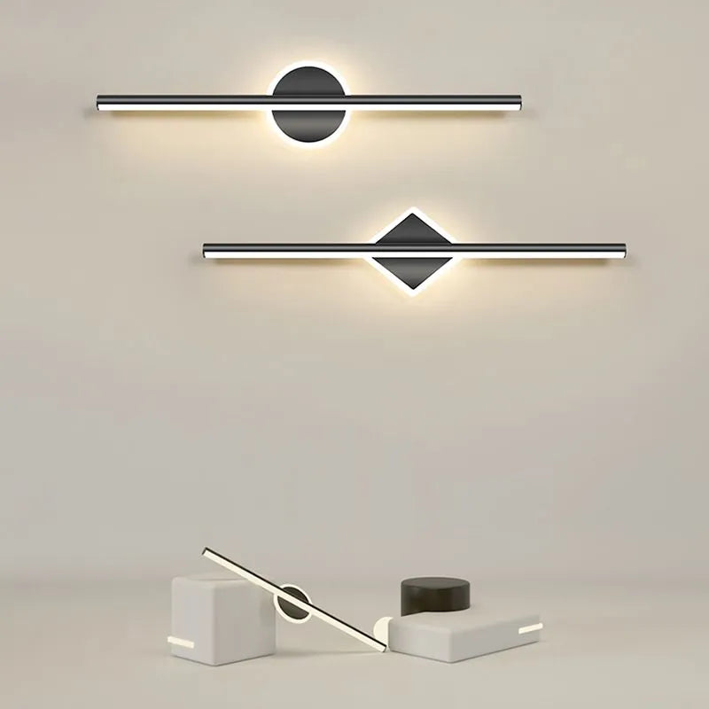 Arisha LED Linear Mirror Front Vanity Wall Lamp, Black/Gold - Neutralighting