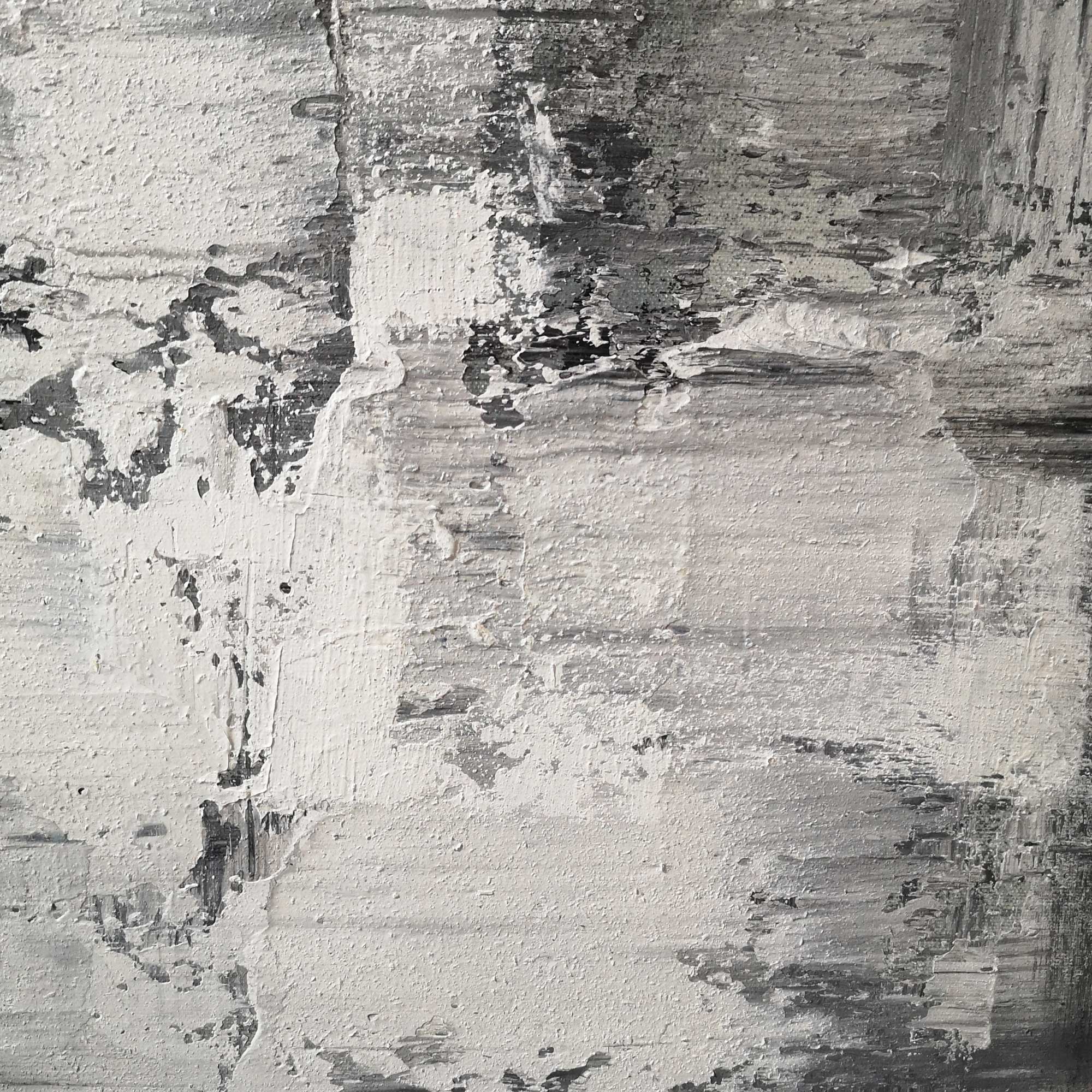 Black‑White‑Grey Vertical Abstract Rugged Impasto‑Textured Artwork