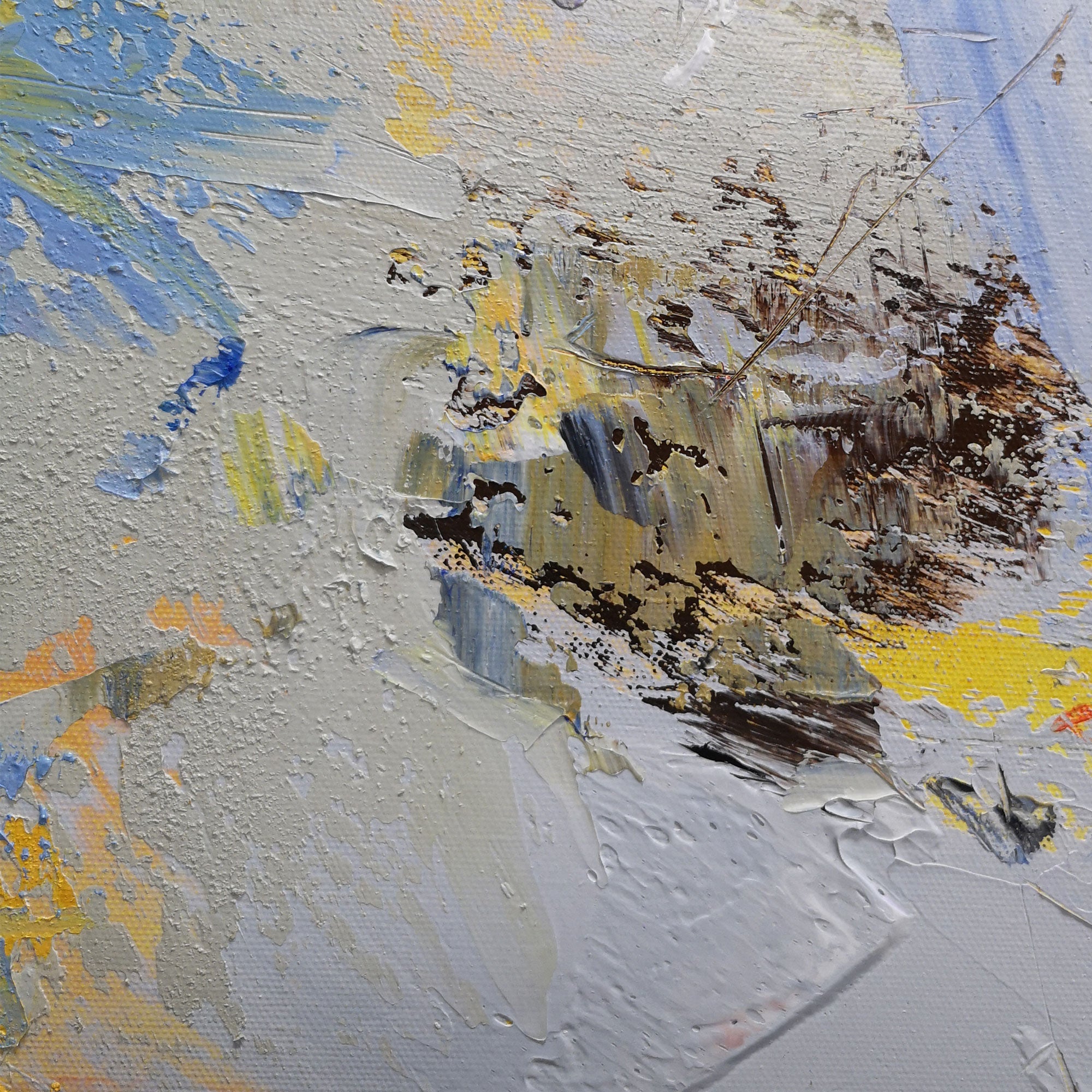 Yellow Blue Abstract Expressionist Painting