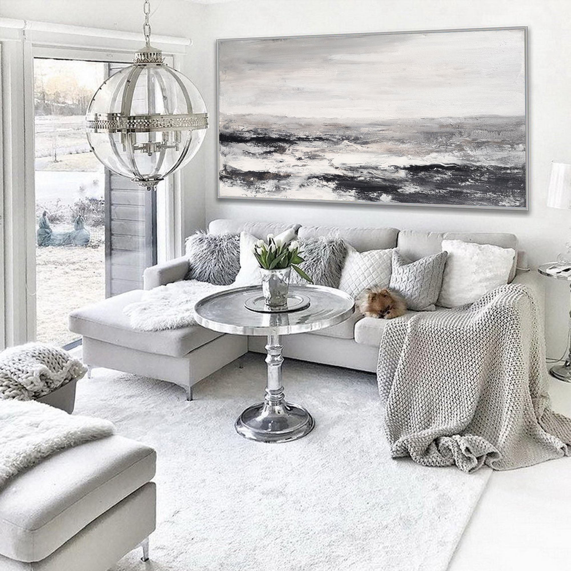 Black And White Beach Painting