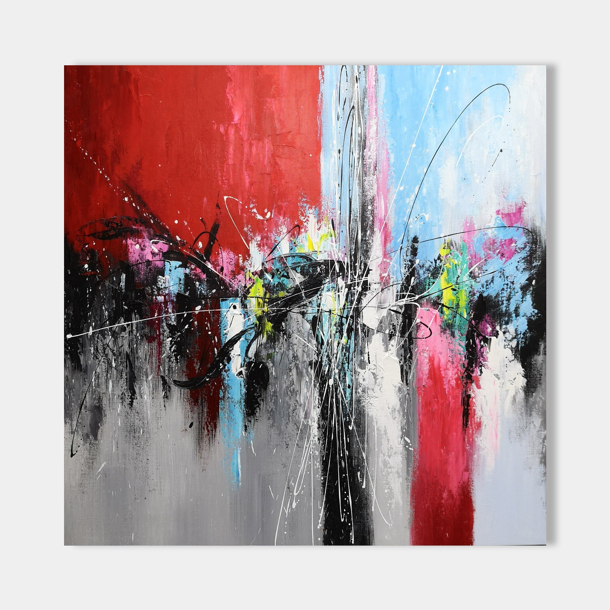 Wall Art Abstract Crimson Cityscape