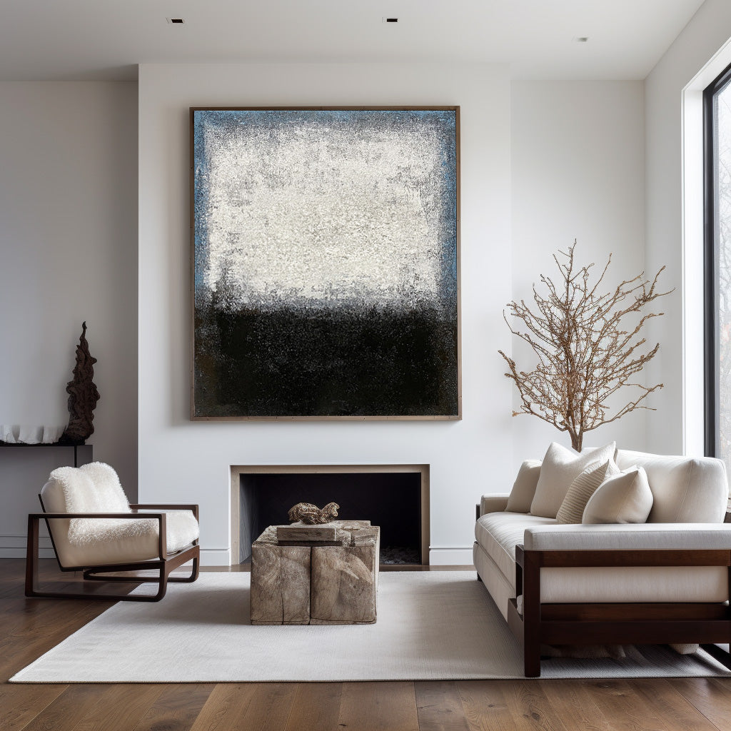 Black White Blue Minimalist Painting ABAV106 - Neutralighting