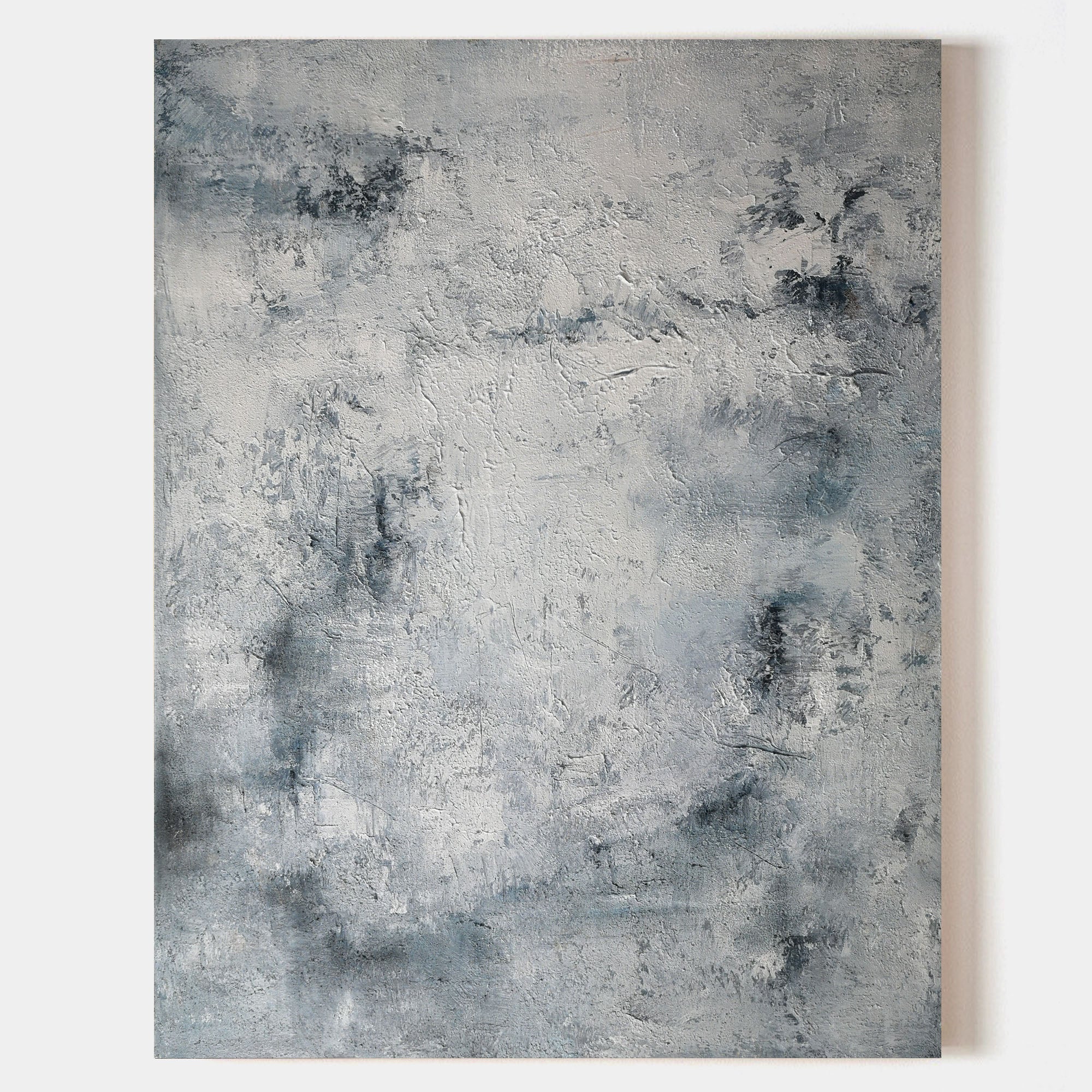 Grey Blue Abstract Textured Painting