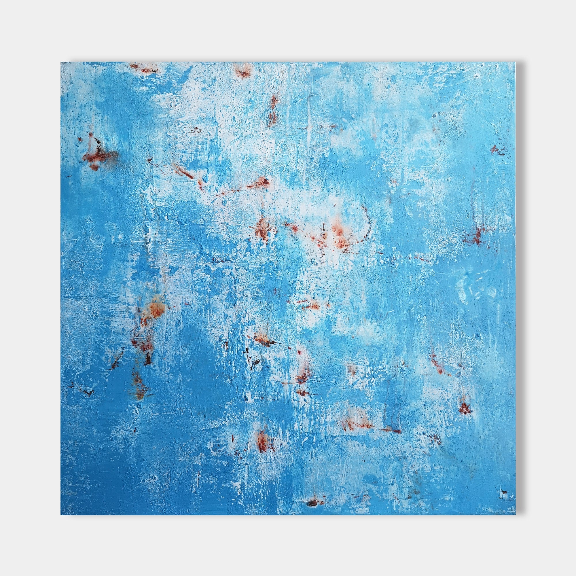 Blue Rust Textured Abstract Canvas Wall Art