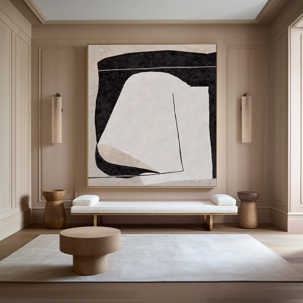 Minimalist Black White Abstract Framed Wall Art