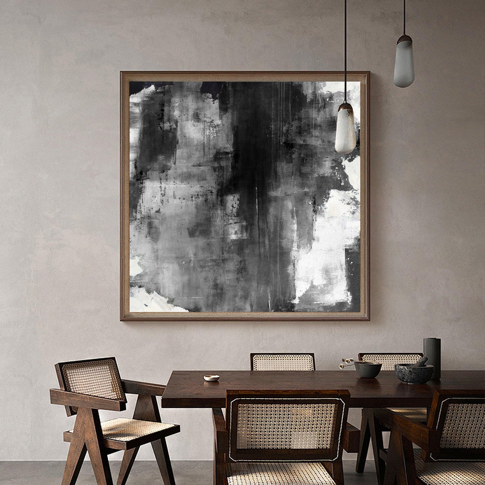 Large Black Grey White Abstract Painting