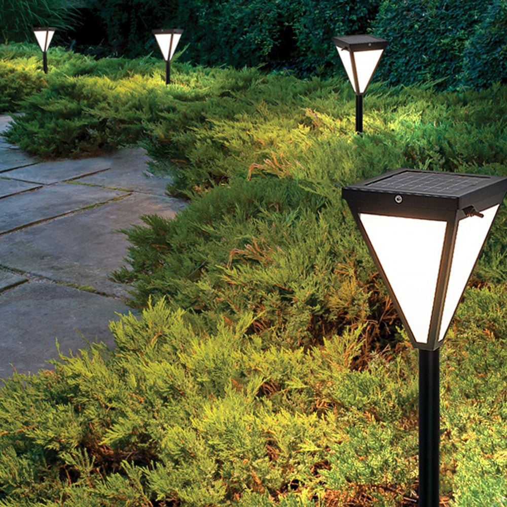 Ray Modern Metal Tapered Solar Outdoor Path Light, Black - Neutralighting