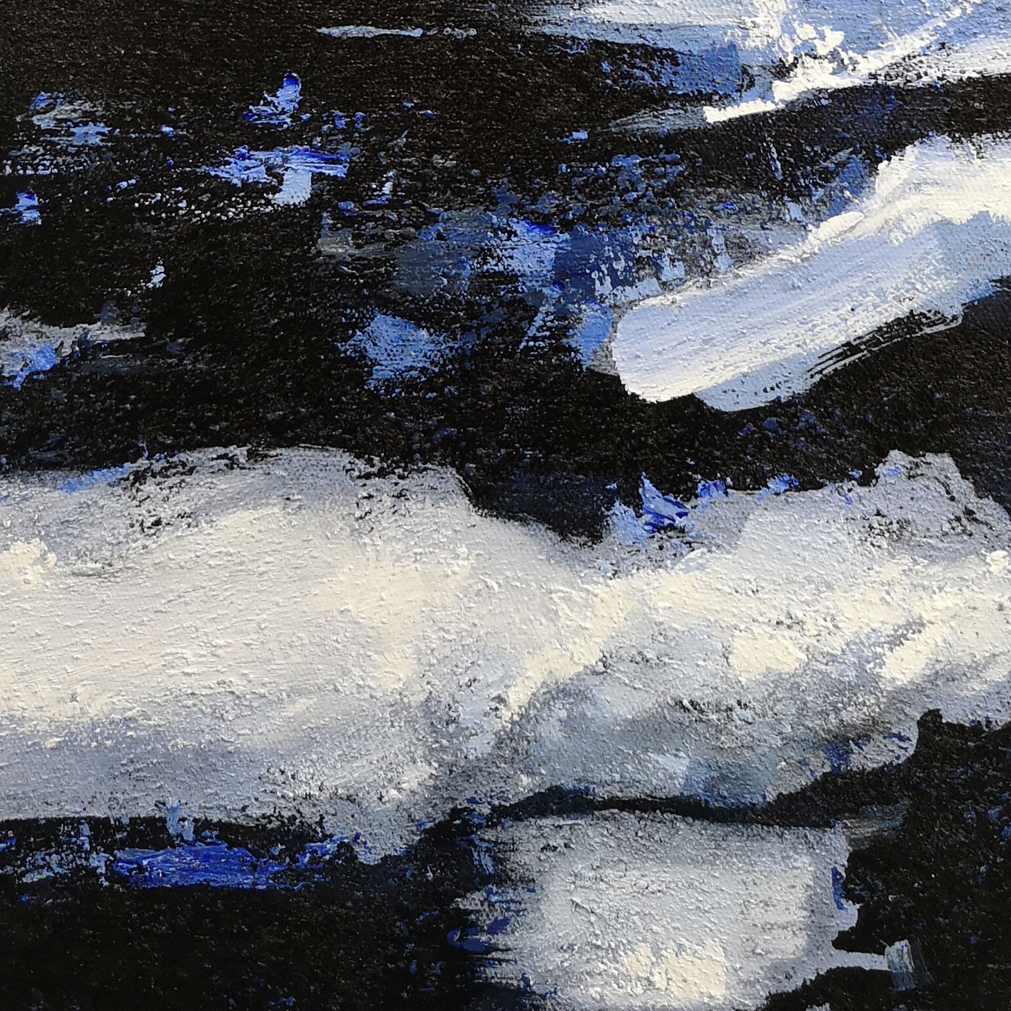 Deep Blue Blakc Abstract Painting