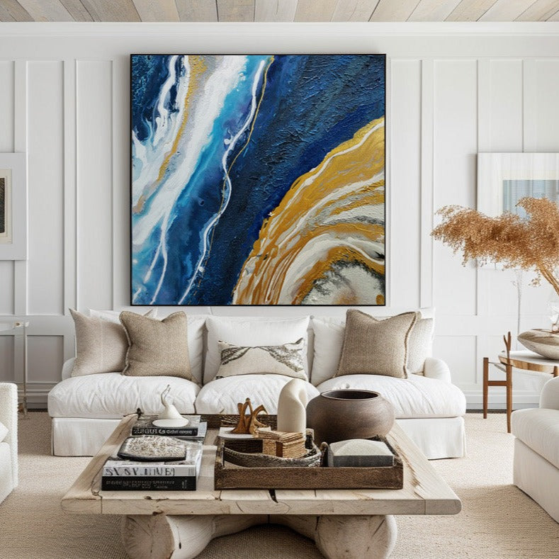Gold Blue Abstract Art