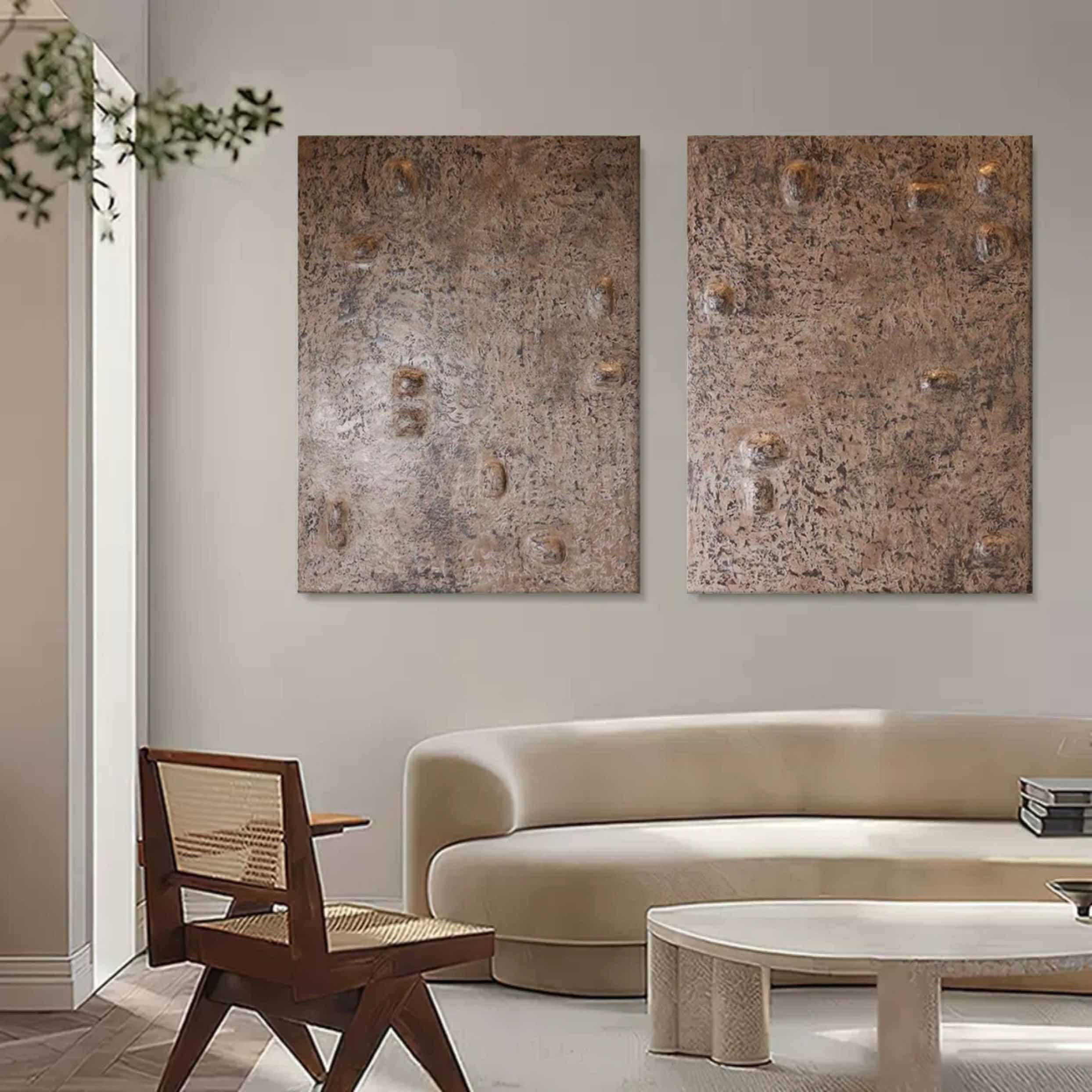 Wall Art Diptych Abstract Mineral Vein Warm