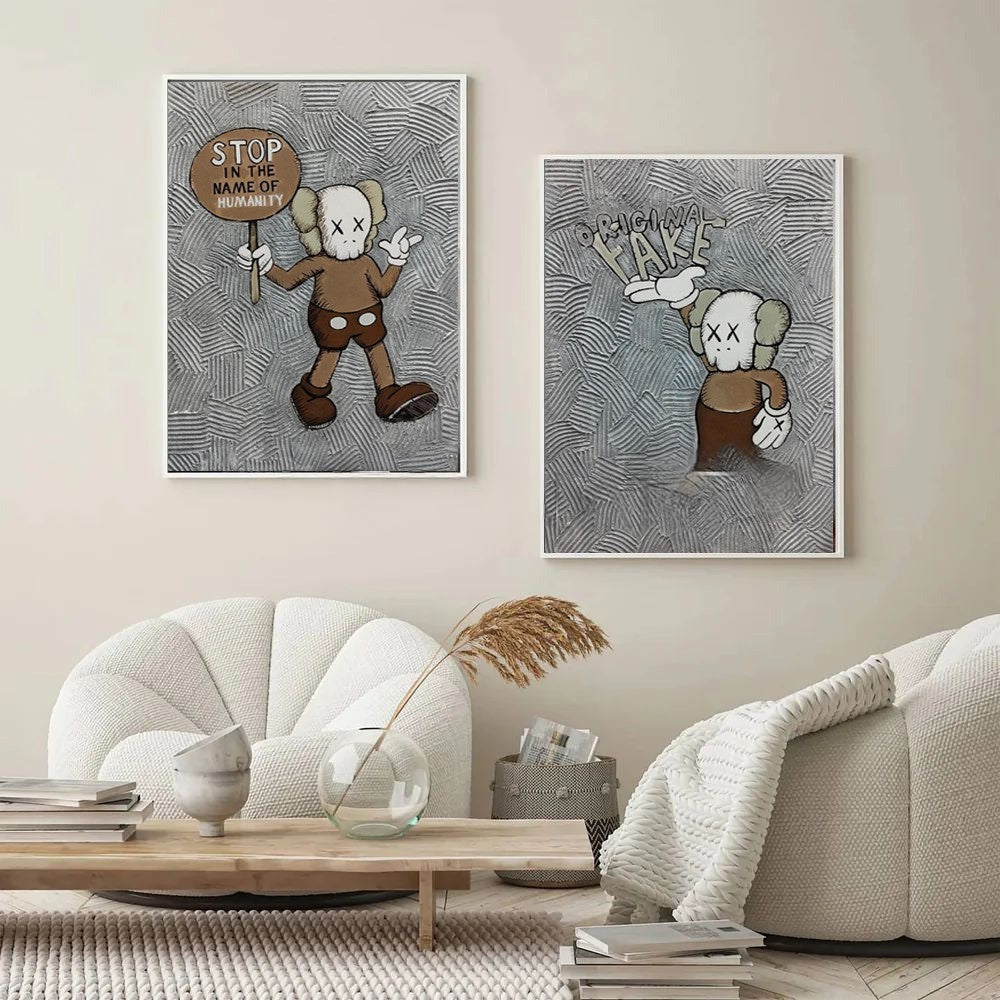 Kaws Companion 2-Piece Pop Art Painting Set