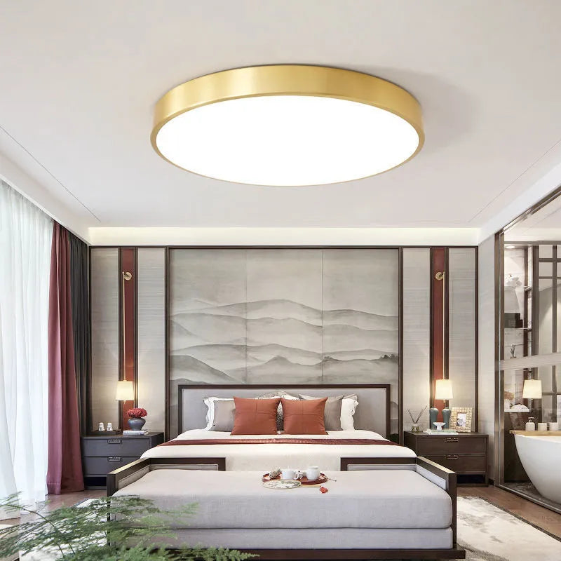 Arisha Nordic LED Gold Round Ceiling Light, Metal & Acrylic - Neutralighting