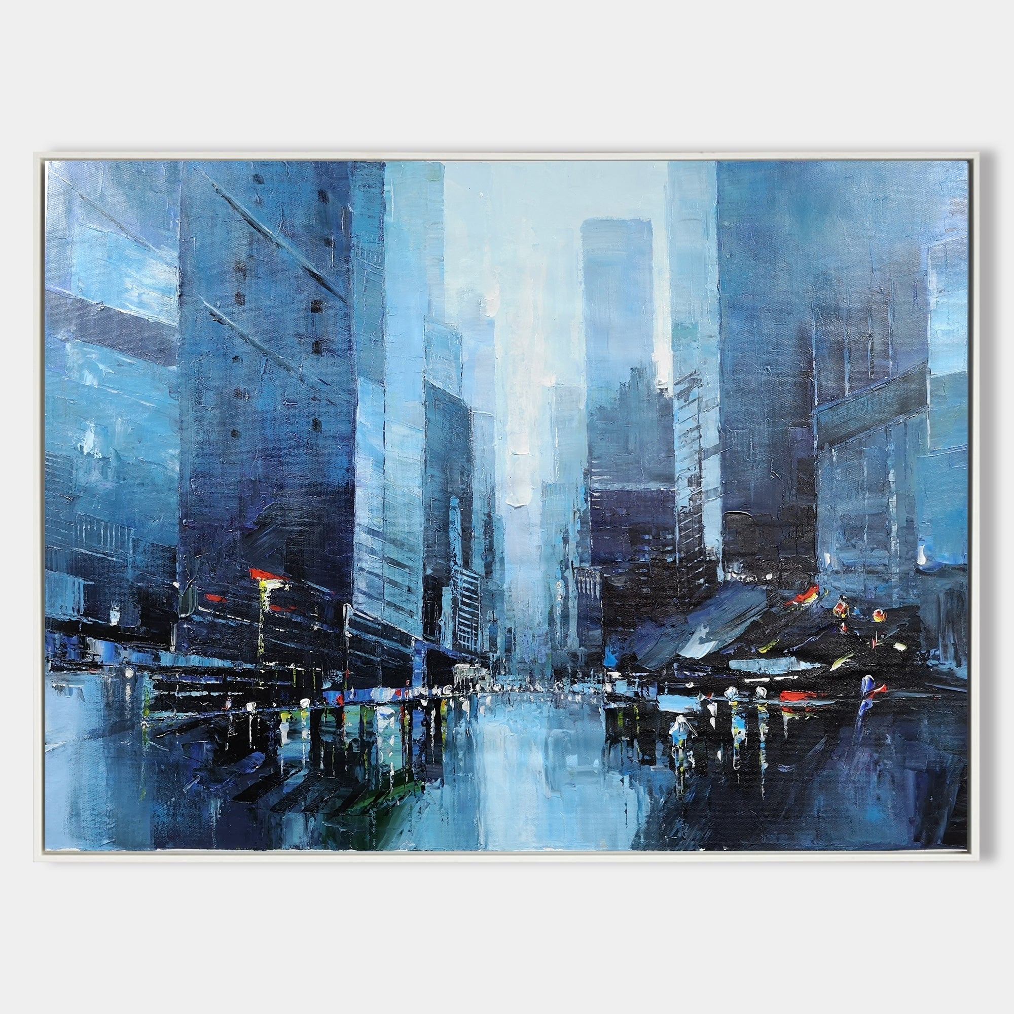 Blue Urban Skyline Cityscape Framed Wall Art