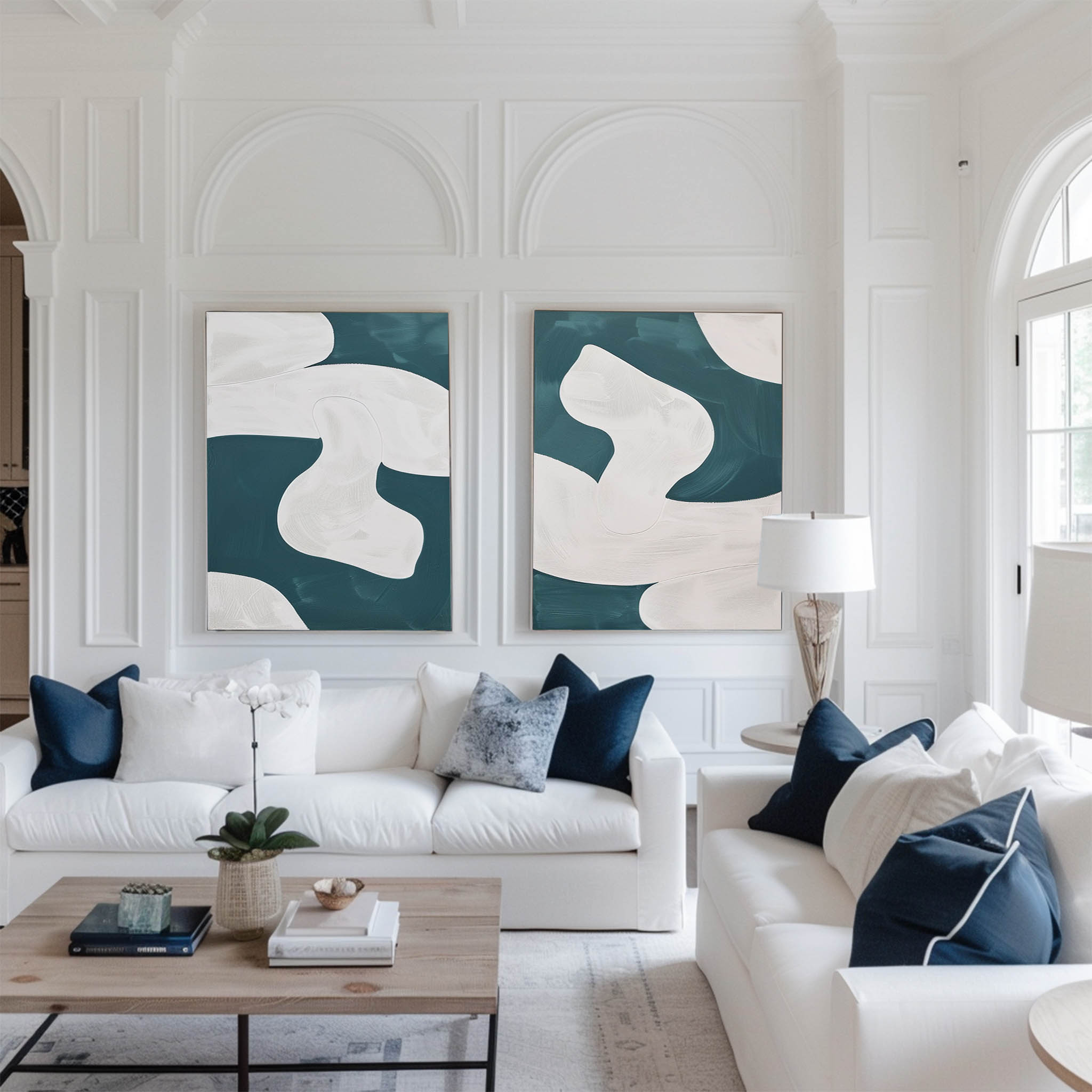 Organic Ivory Shapes Twin Panel