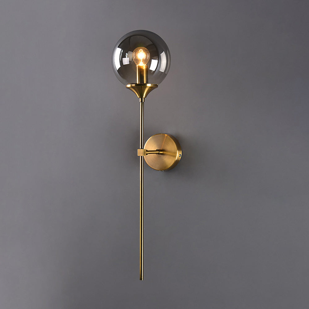 Valentina Modern Globe Metal/Glass Wall Lamp, Gray/Amber/Clear/White - Neutralighting