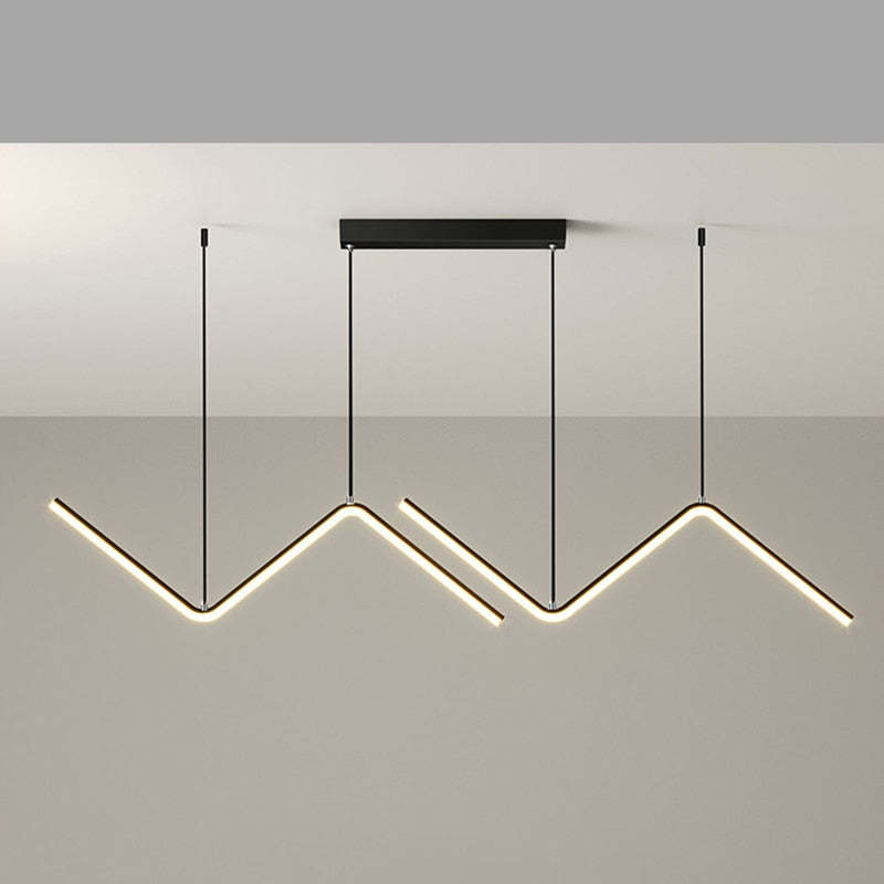 Arisha Modern Wavy linear Pendant Light Double, Black/Gold - Neutralighting