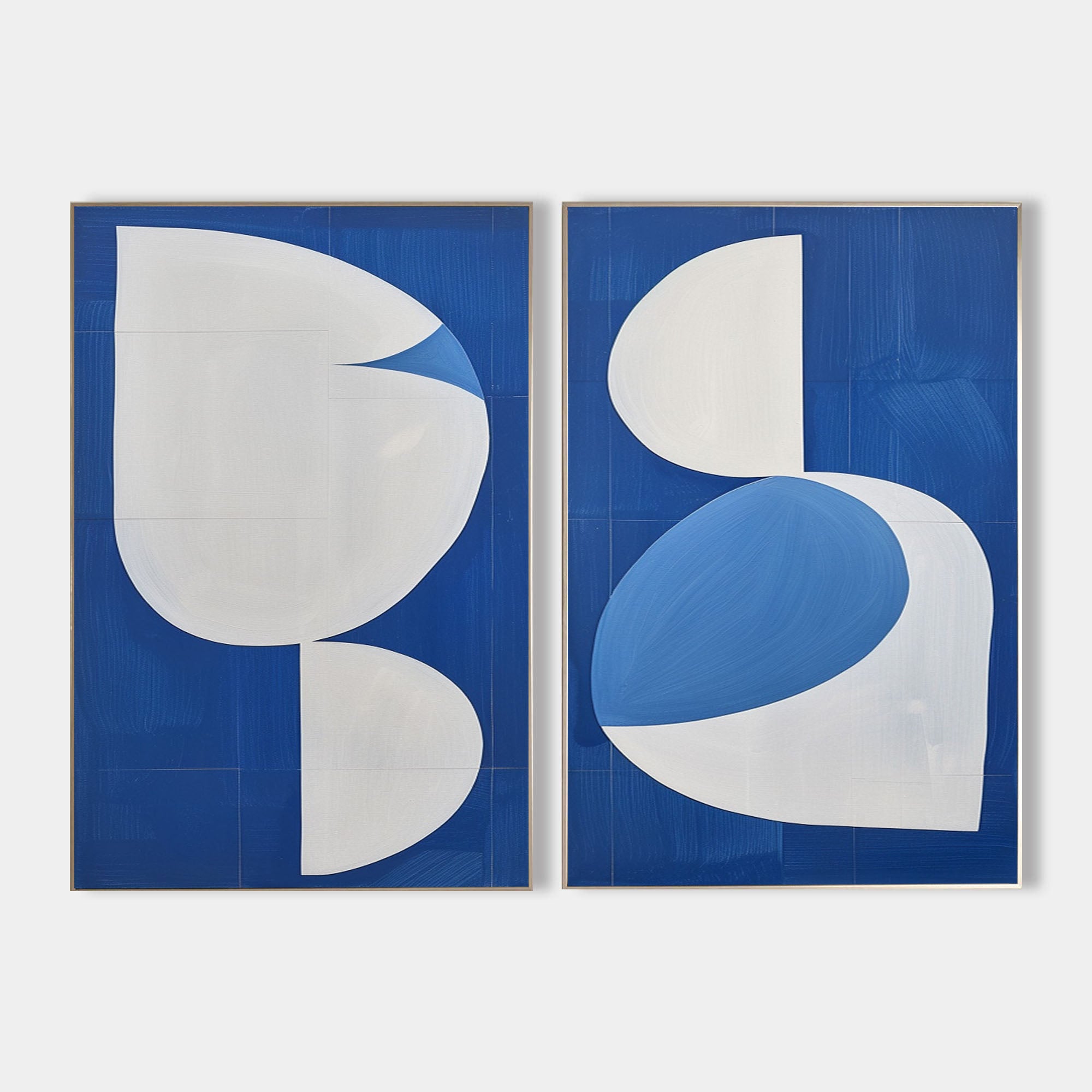Diptych Blue Abstract Geometric Painting