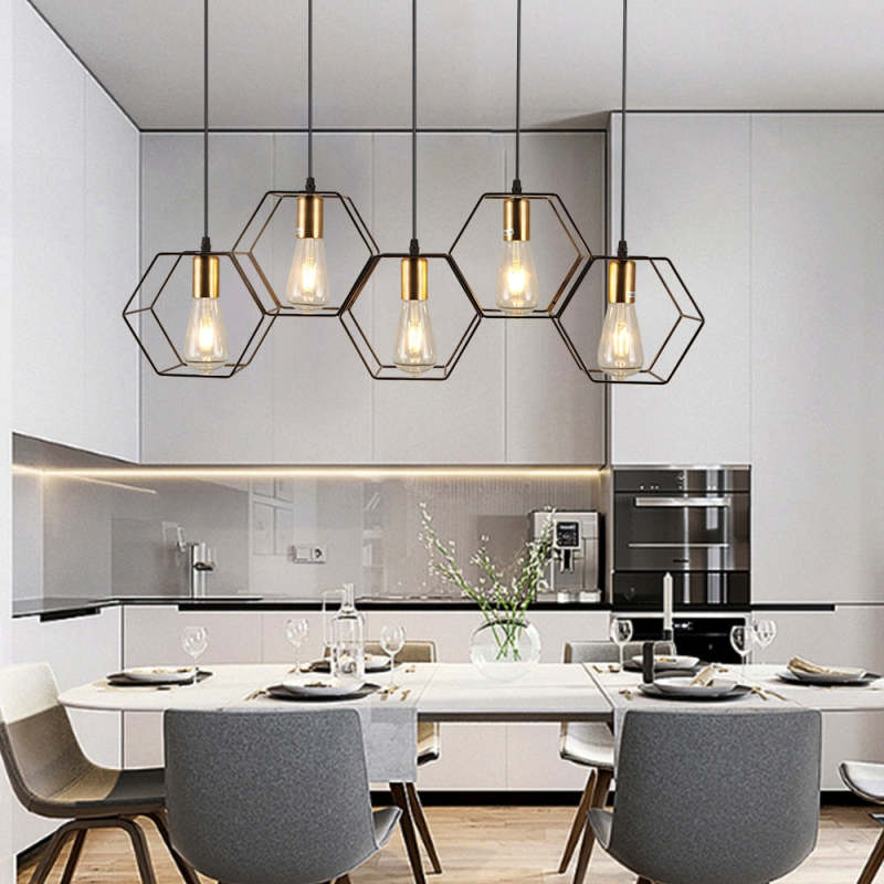 Arisha Rustic Farmhouse Geometry 3/5 Light Pendant Light, Black - Neutralighting