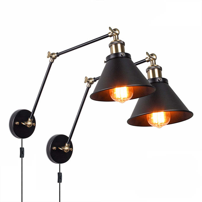 Epoch Retro Wall Lamp with Swing Arm, Metal, Black & Gold - Neutralighting