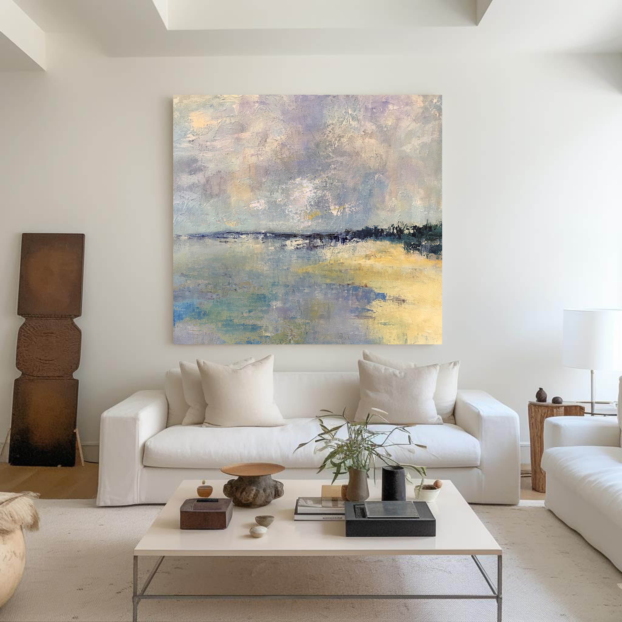 Soft Pastel Impressionist Seascape Muted Multi‑Layer Textured Artwork