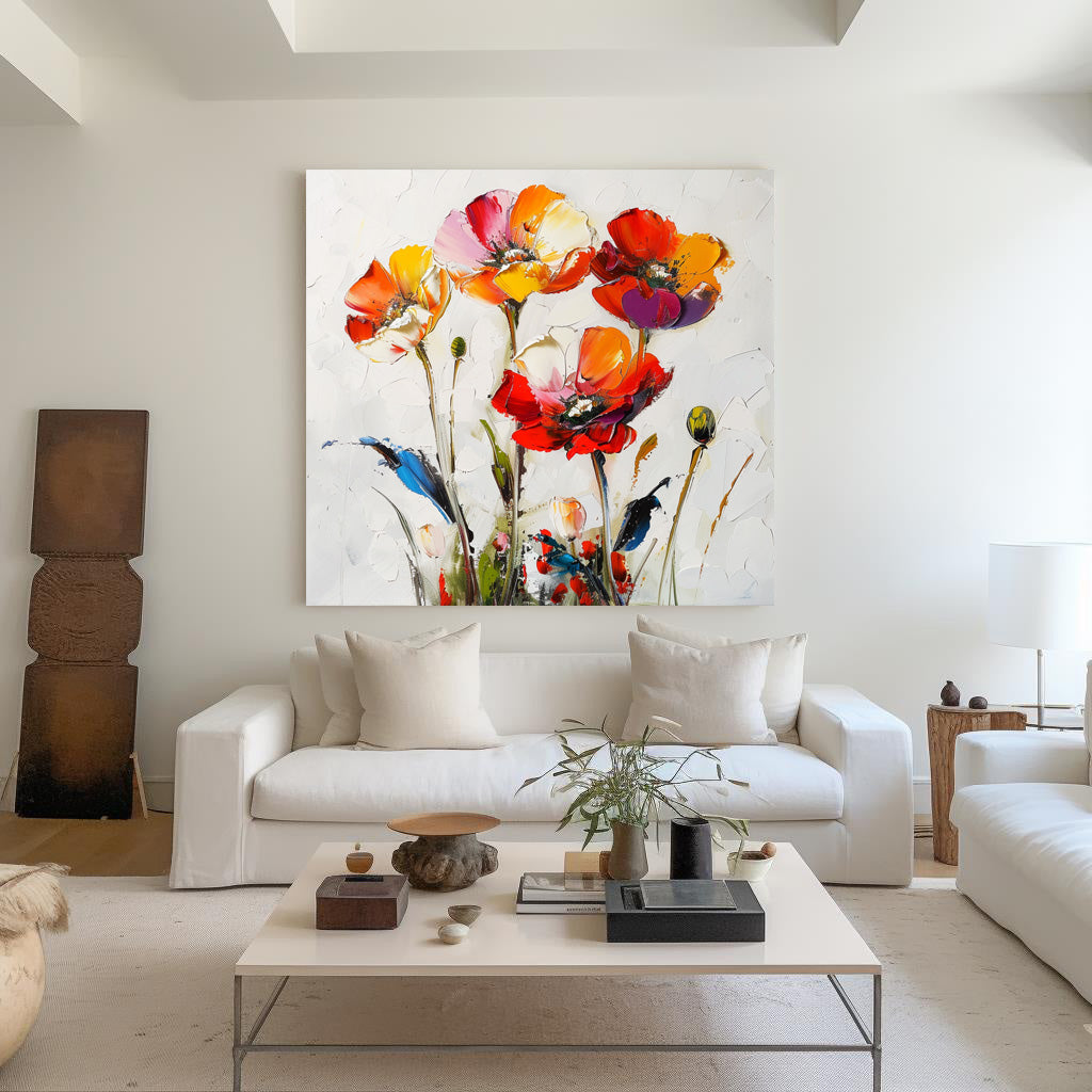 Colorful Poppy Flower Abstract Painting