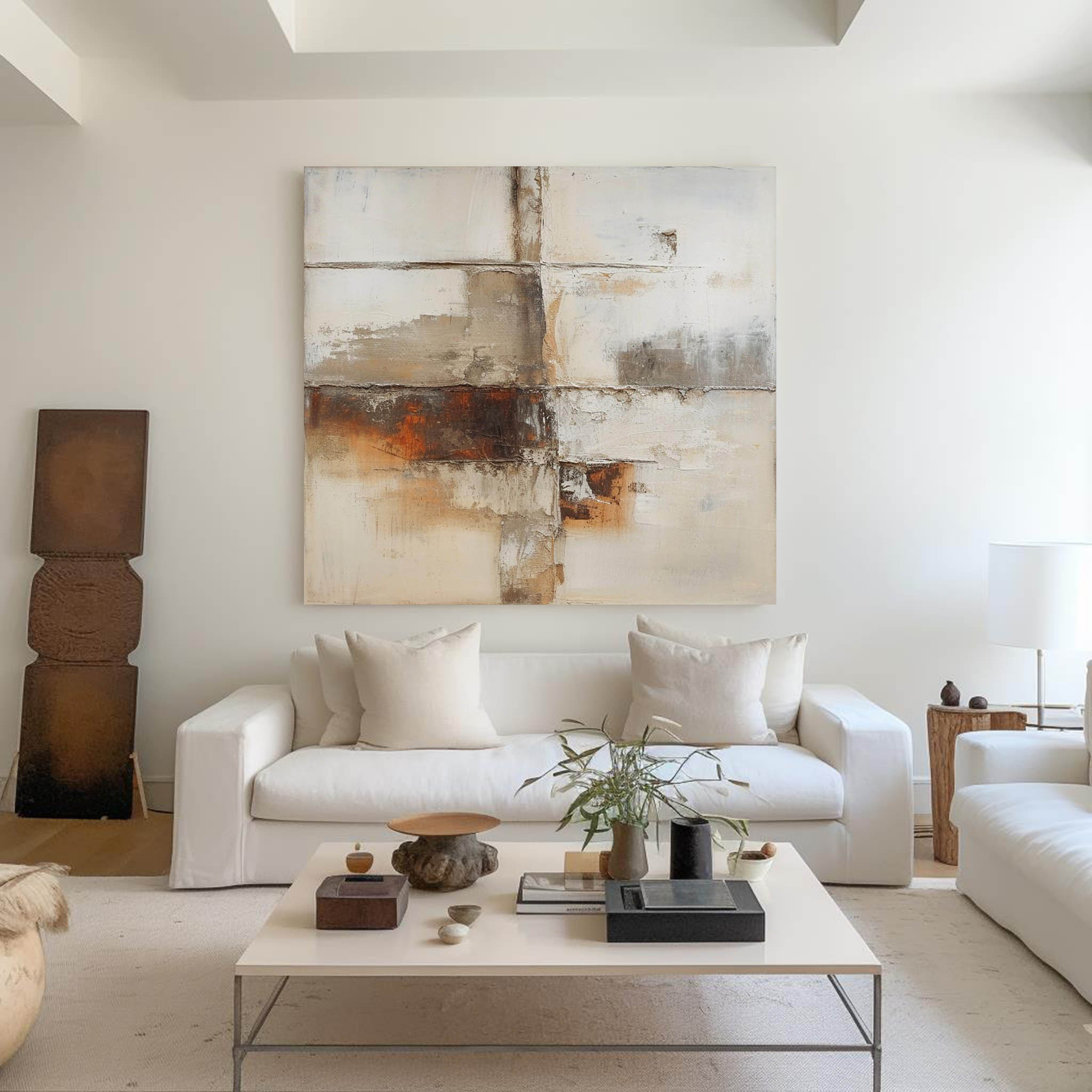 Neutral Beige Brown Abstract Painting