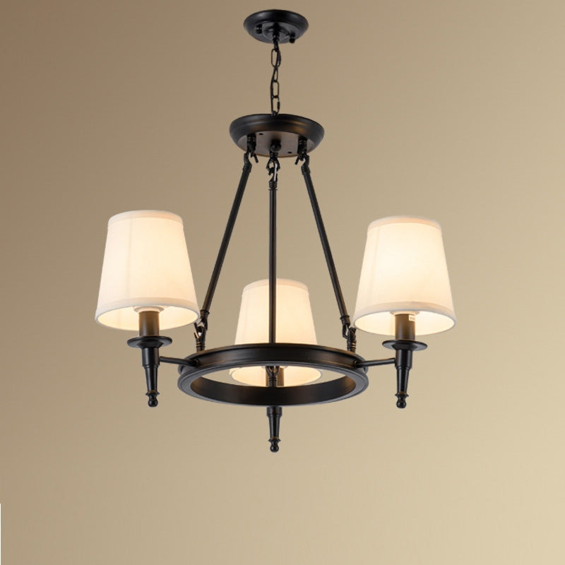 Silva vintage Ring Metal/Fabric Chandelier, Black/Copper - Neutralighting
