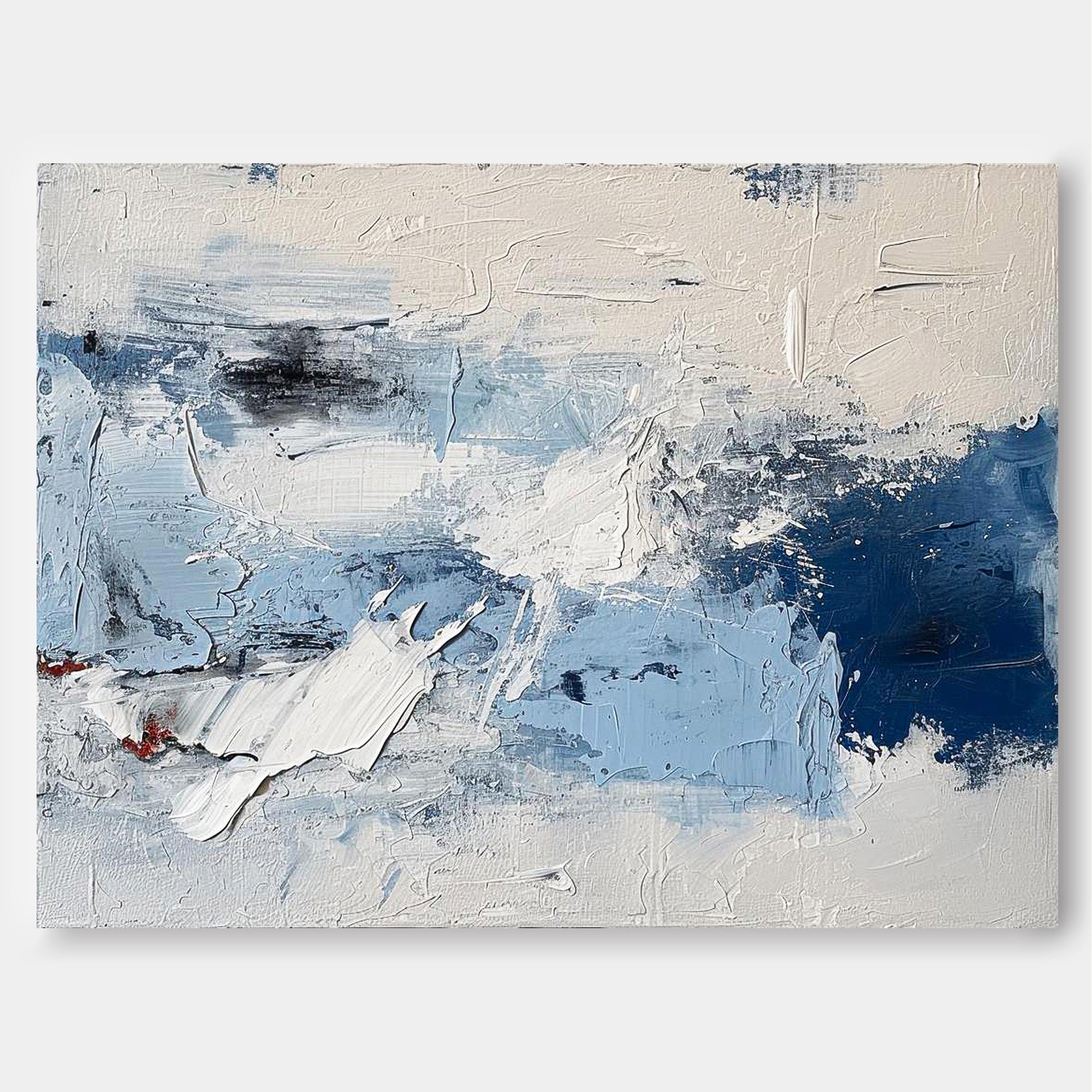 Wall Art Abstract Painterly Blue Impasto Modern