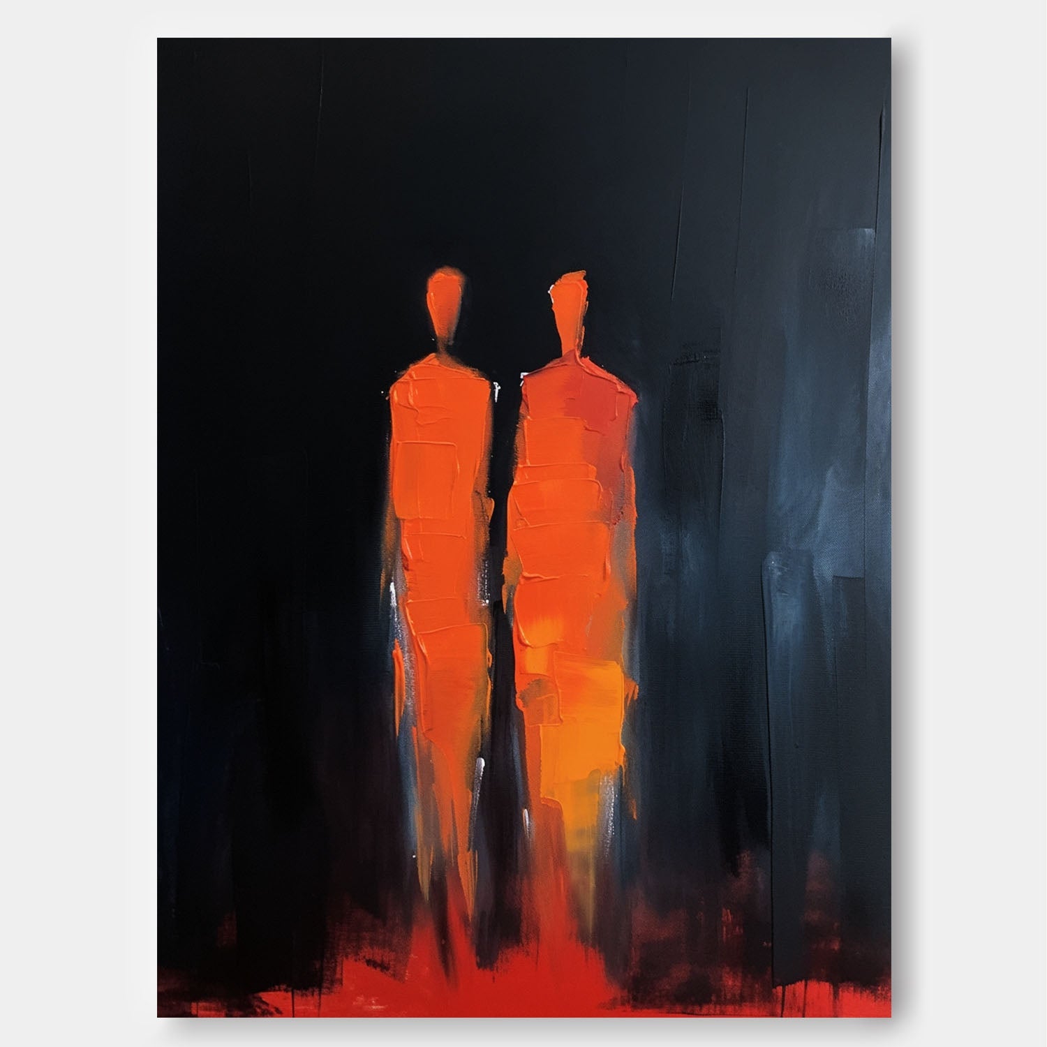 Wall Art Impasto People Silhouette Modern Abstract