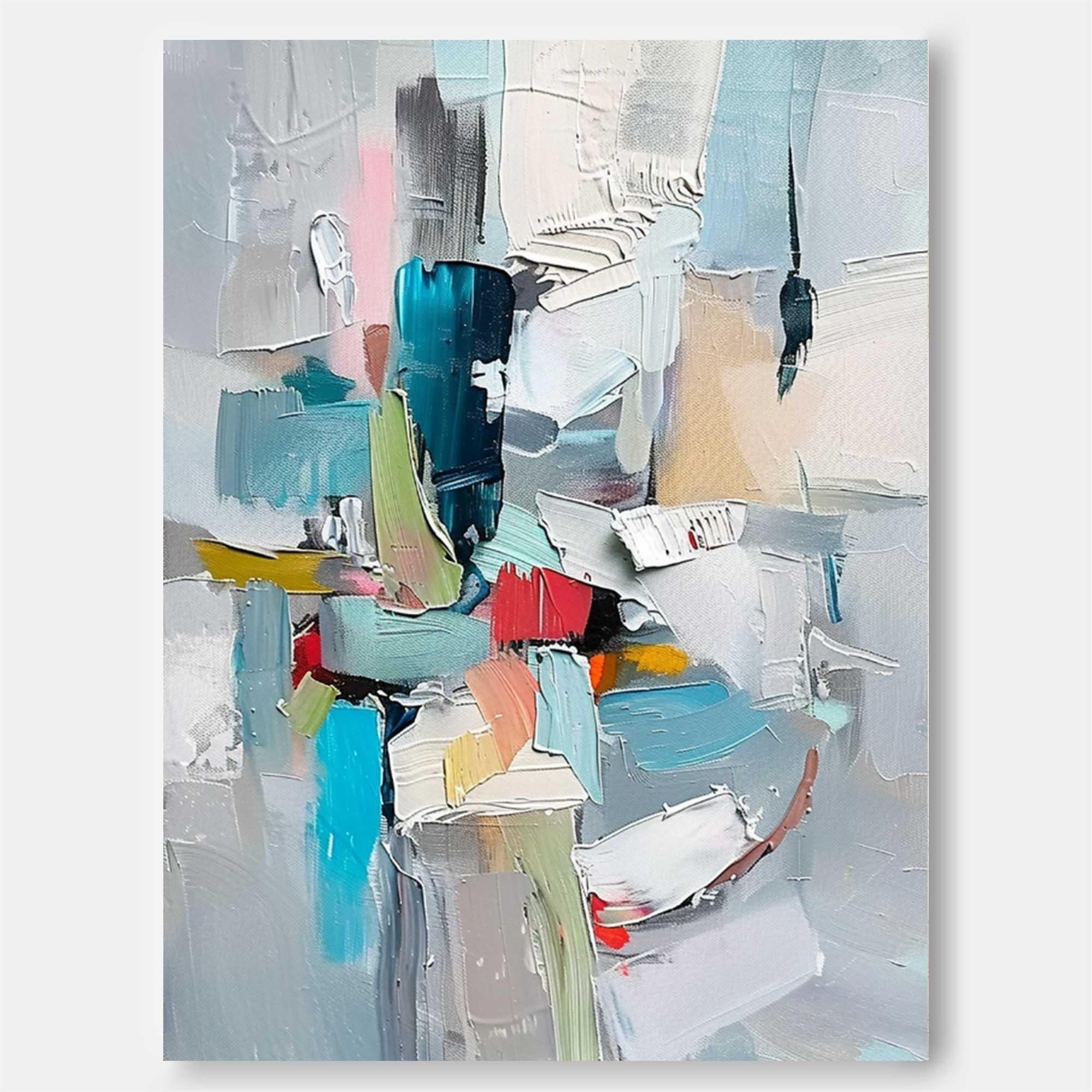 Teal Blue Textured Abstract Canvas Wall Art