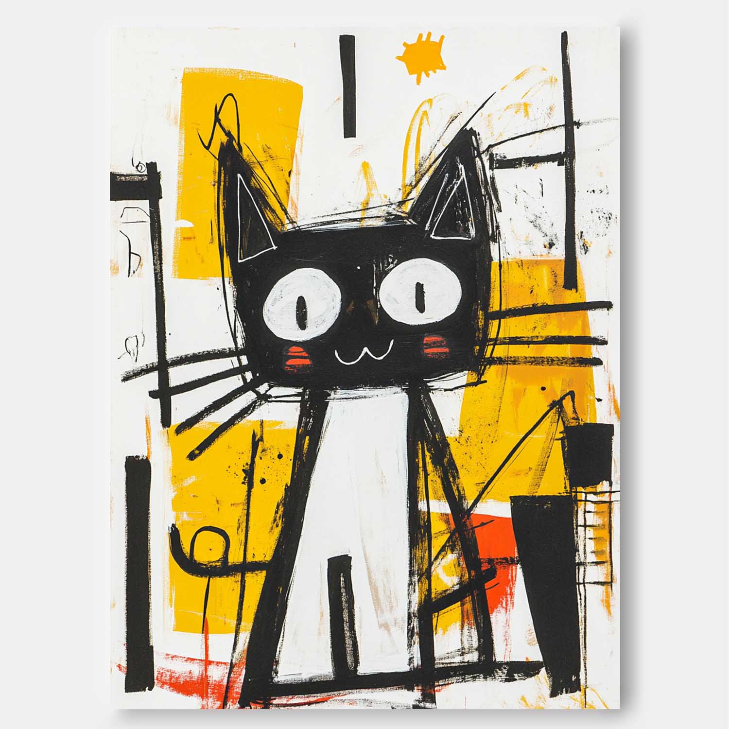 Abstract Black And White Cat Pop Art Wall Art