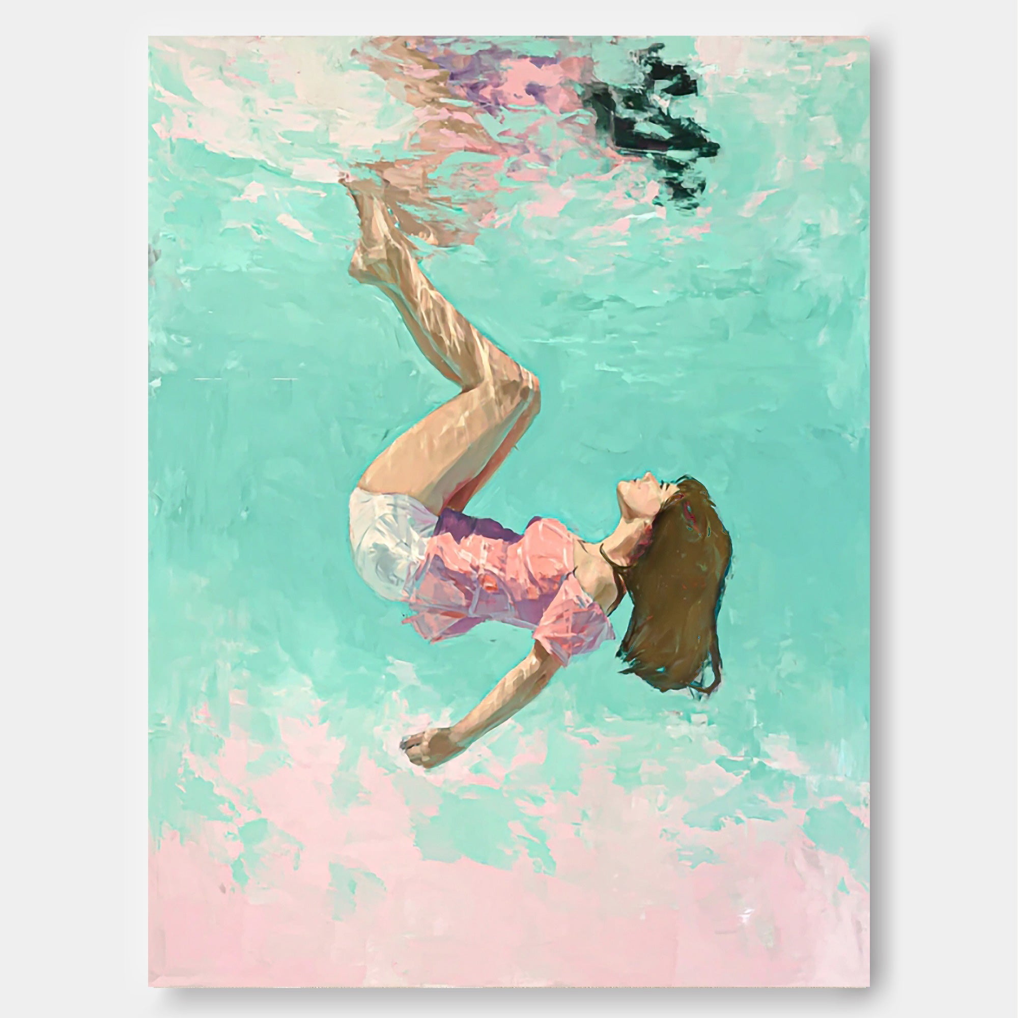 Wall Art People Retro Pastel Color Block Underwater