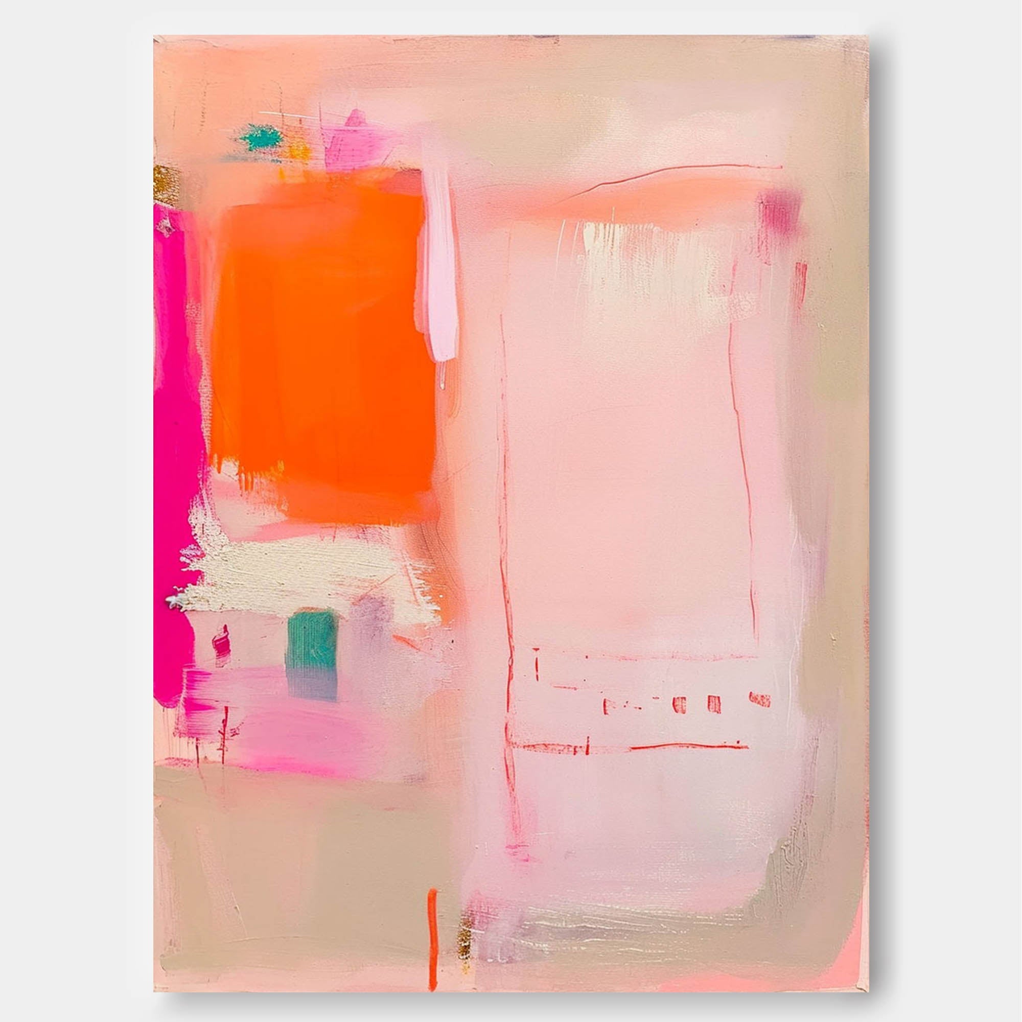 Pink Orange Abstract Canvas Wall Art