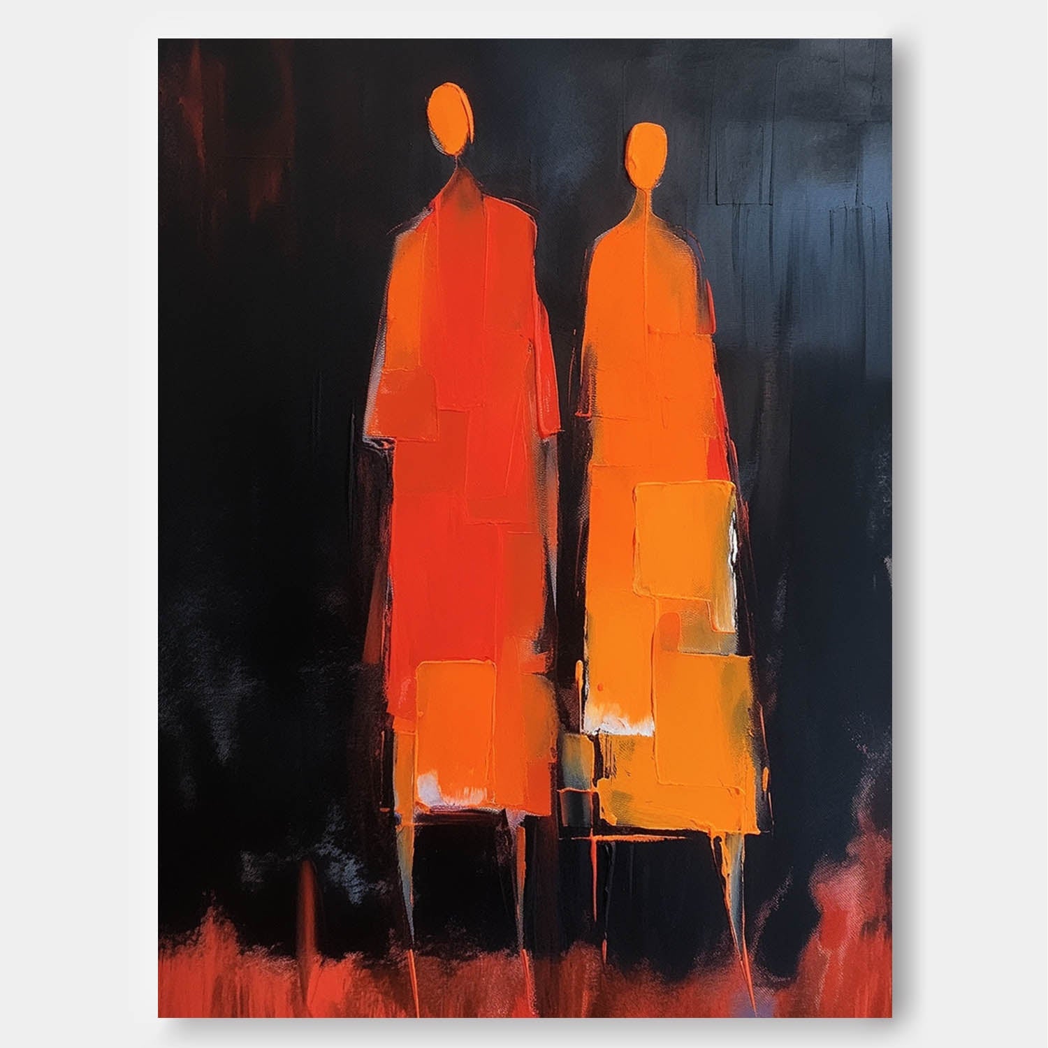 Dark Background Standing Figures Canvas Art