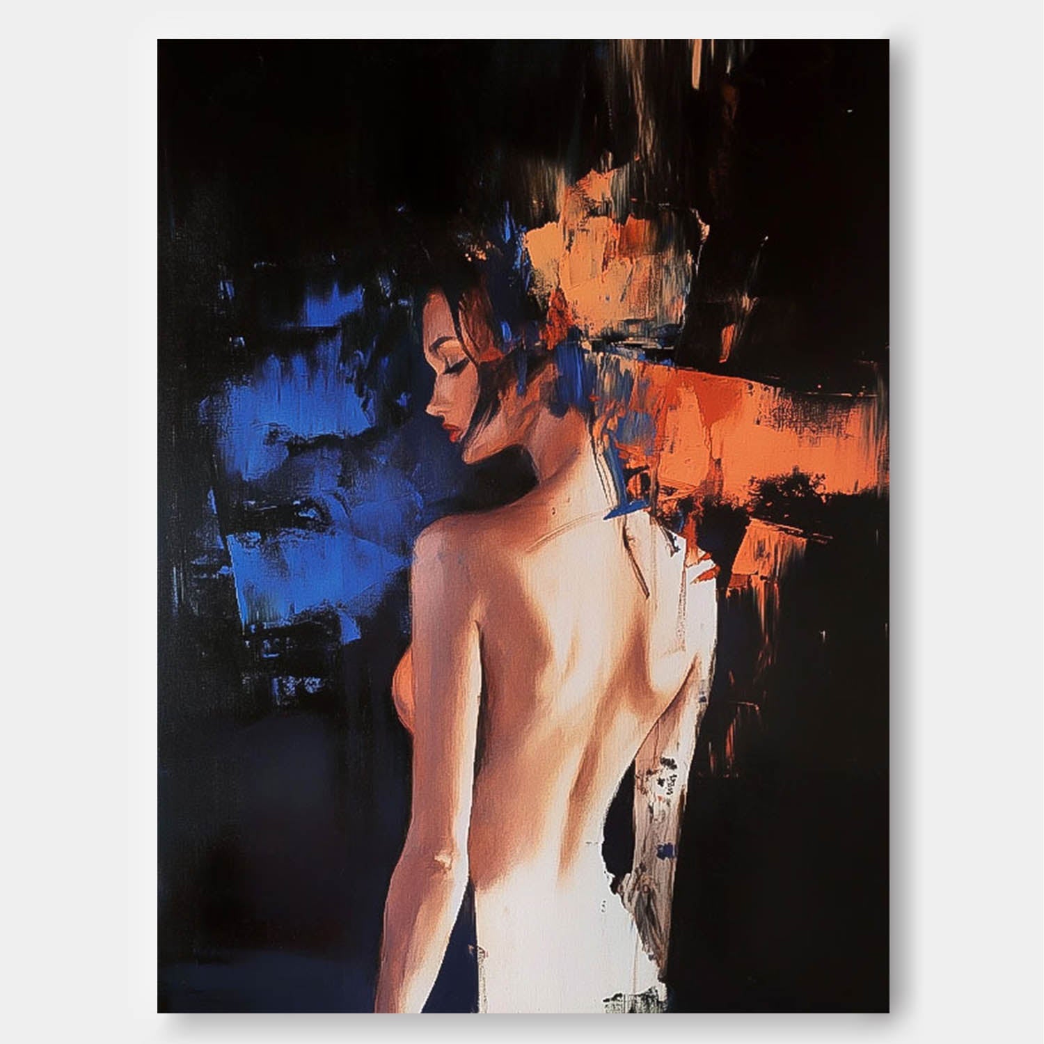 Wall Art People Blue Orange Color Block Sexy