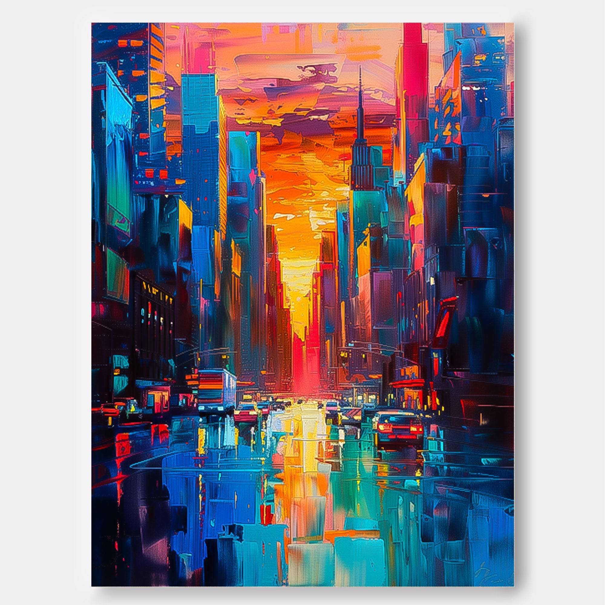 Wall Art Architecture Rainy Moody Night Decor