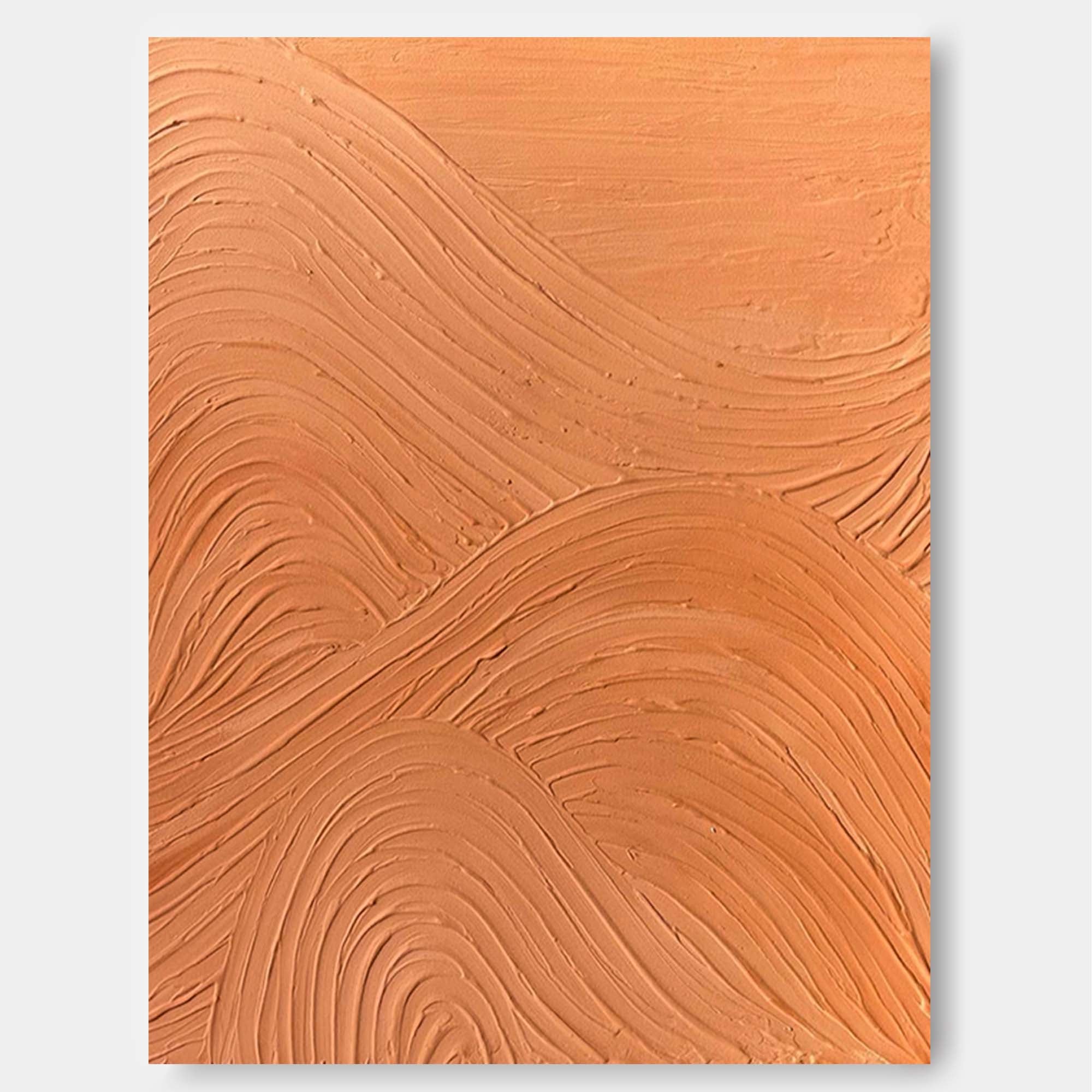 Terracotta Wavy Textured Abstract Oil Painting