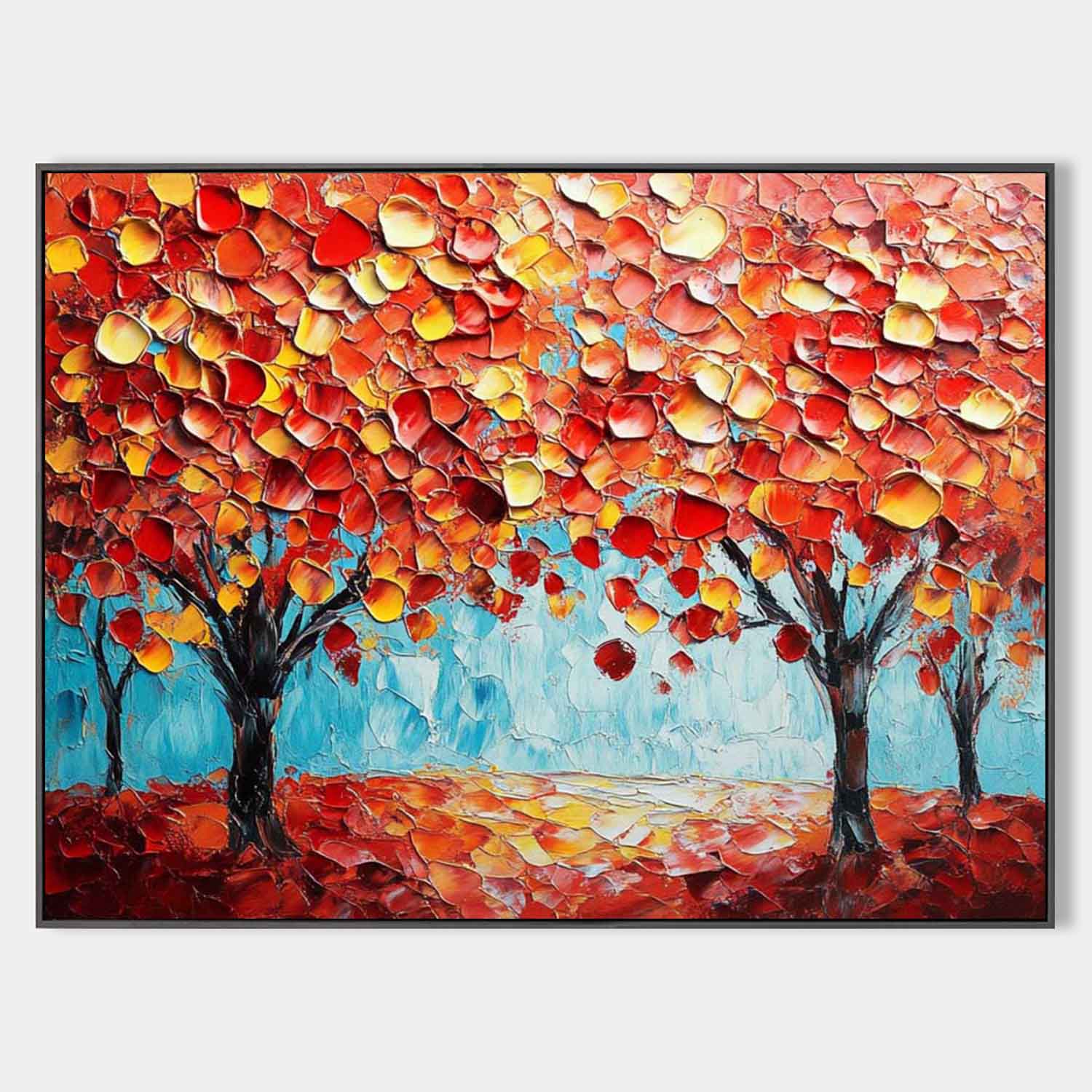 Autumn Canopy Trees Vibrant Landscape Art