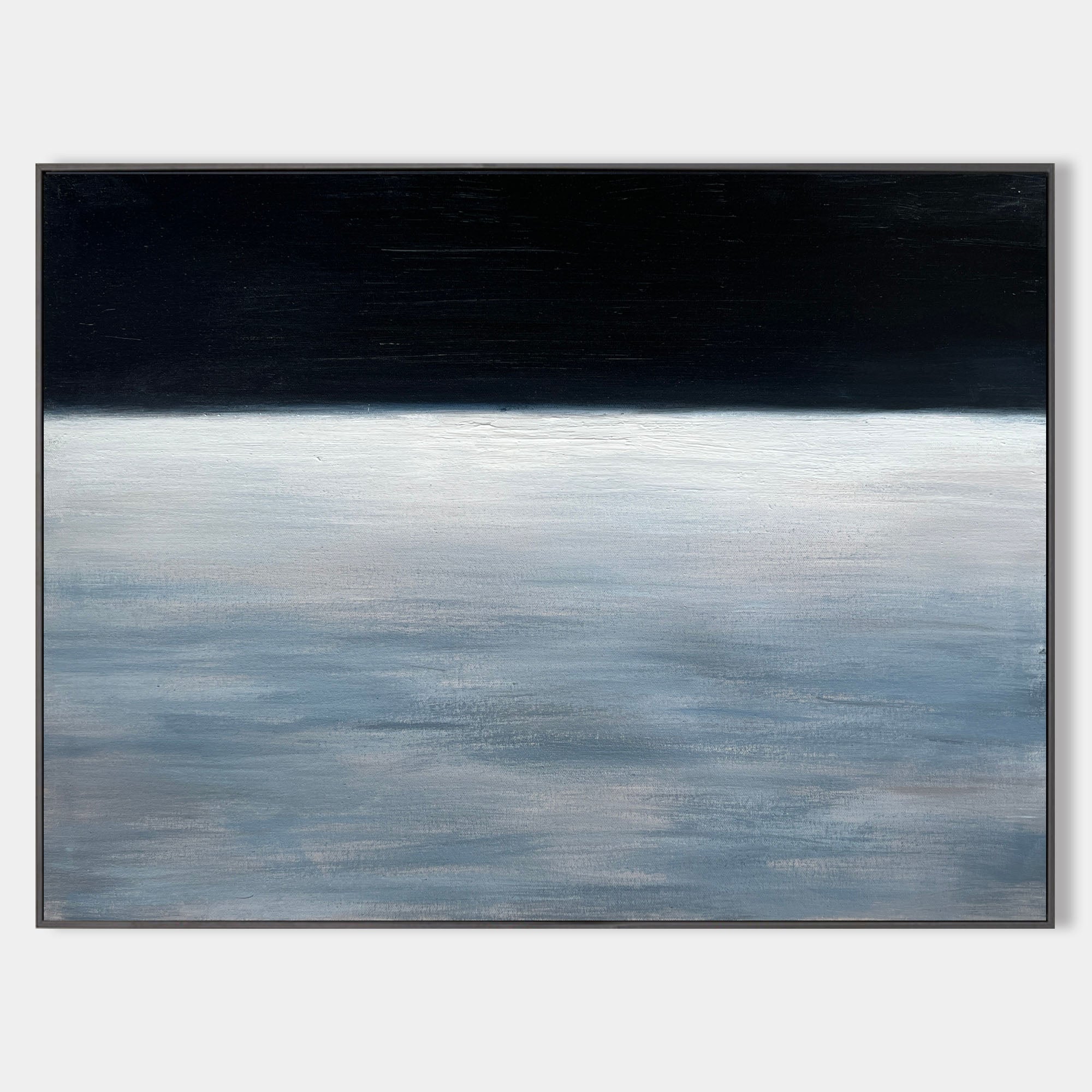 Minimal Dark Ocean Horizon Abstract Canvas Wall Hanging