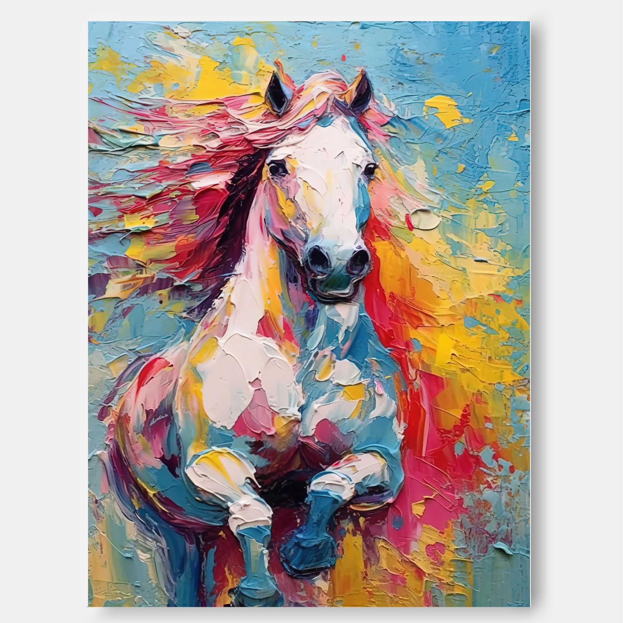 Wall Art Multicolor Galloping Horse Palette