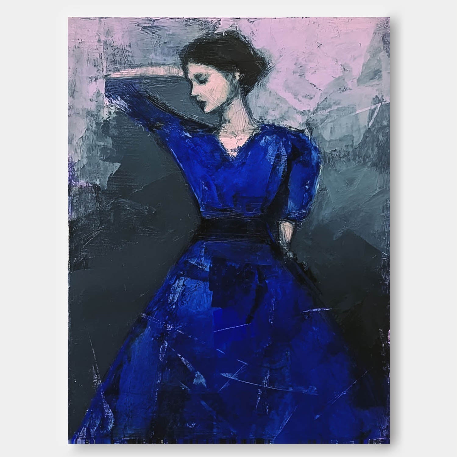 Wall Art Impasto People Elegant Lady Moody