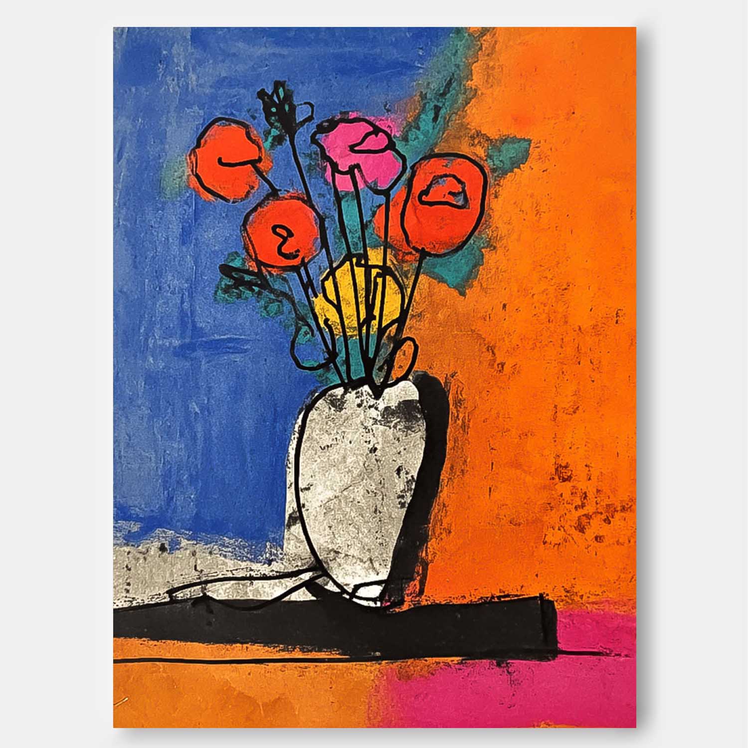 Wall Art Red Poppies in Ceramic Vasea