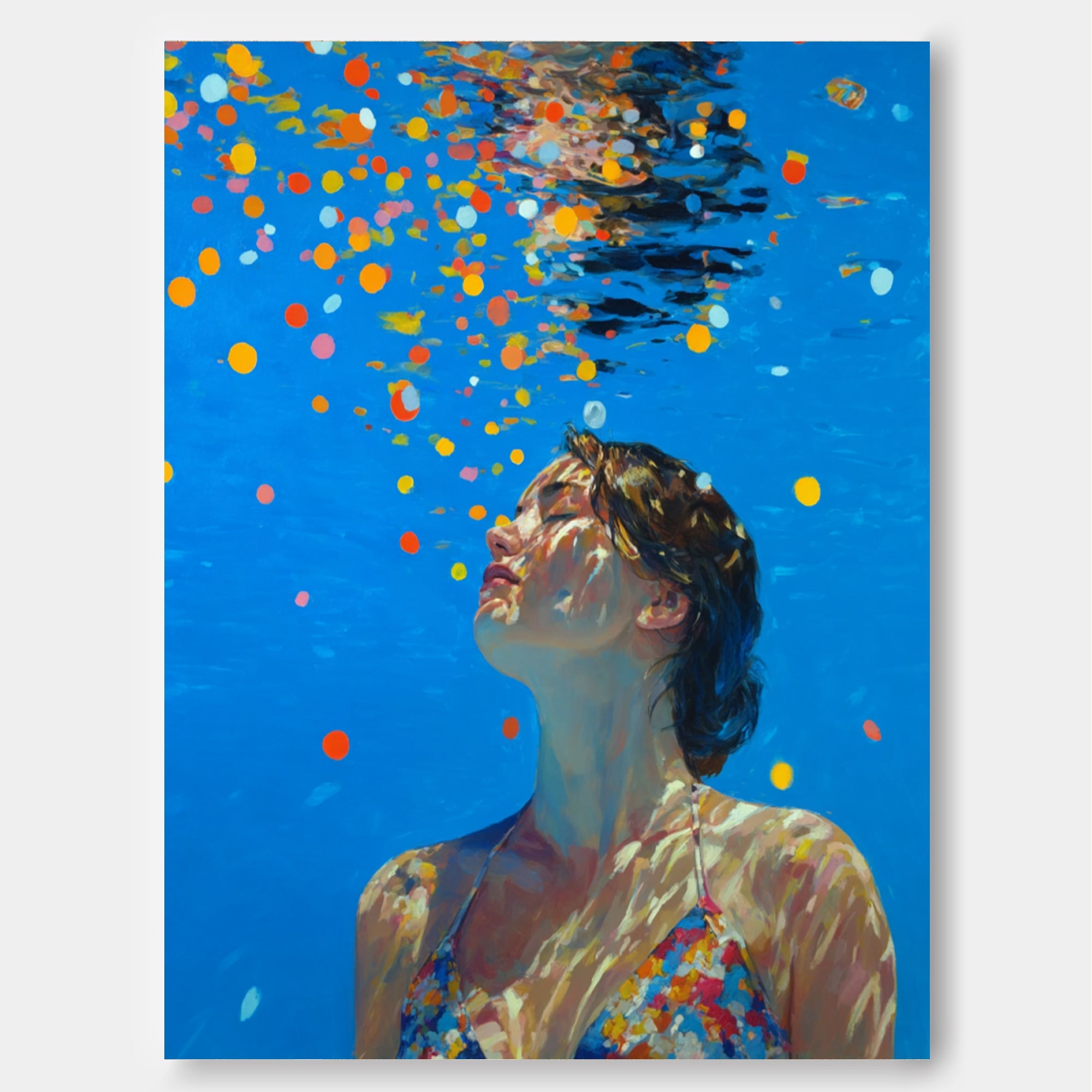 Wall Art Vibrant Swimmer Colorful Dreamy Scene