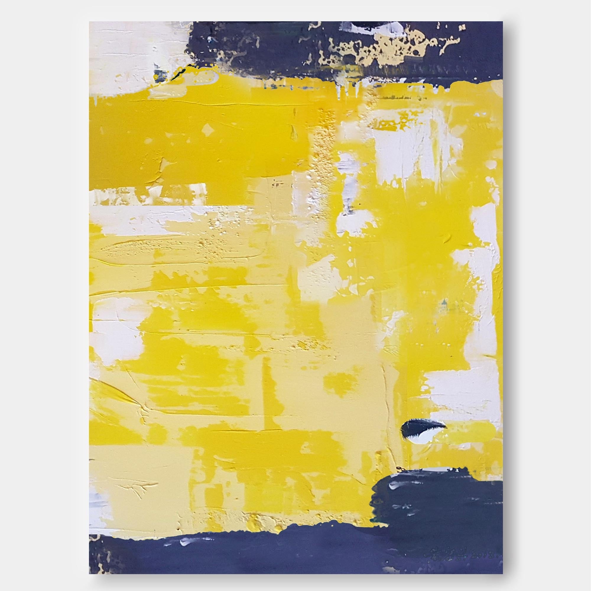 Wall Art Modern Textured Yellow Navy