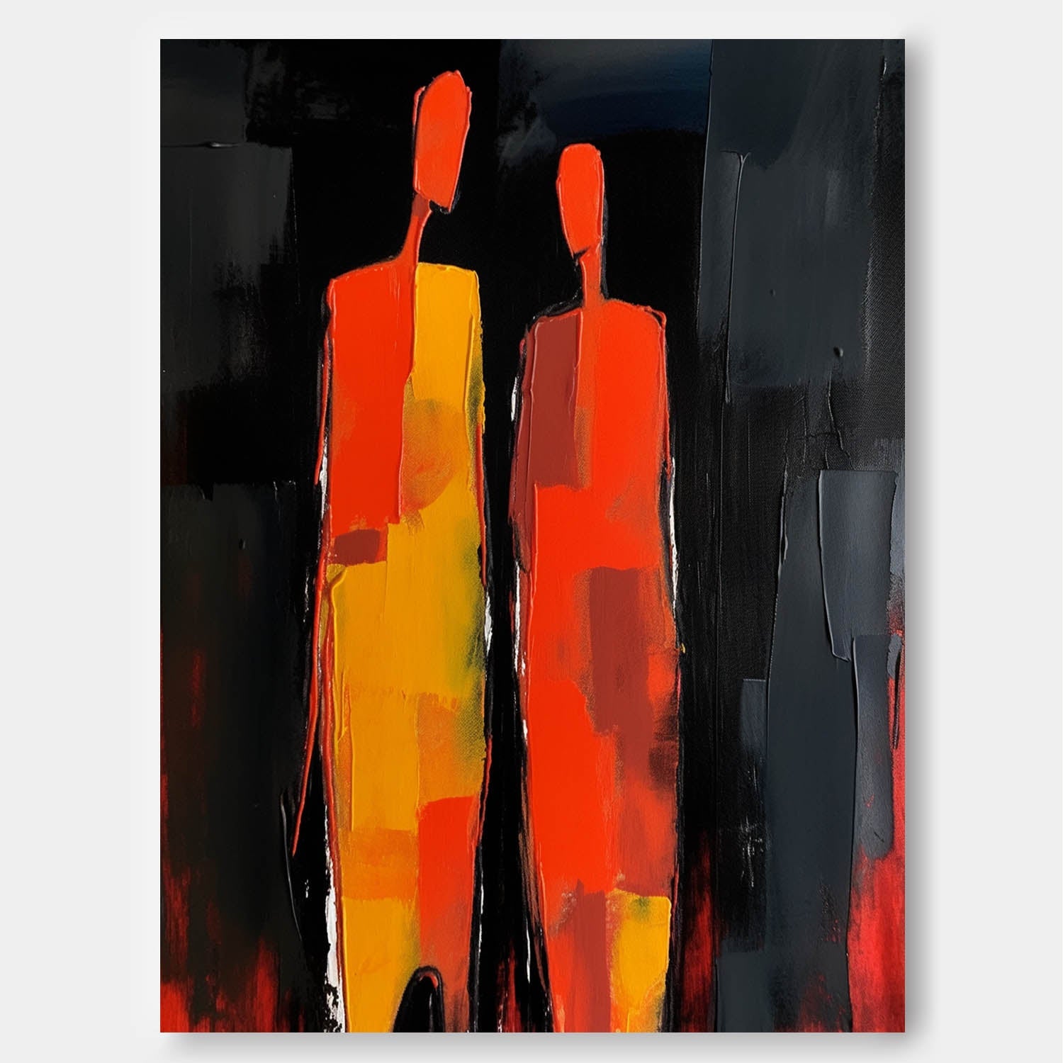 Warm Fiery Tone Two‑Silhouette Wall Art