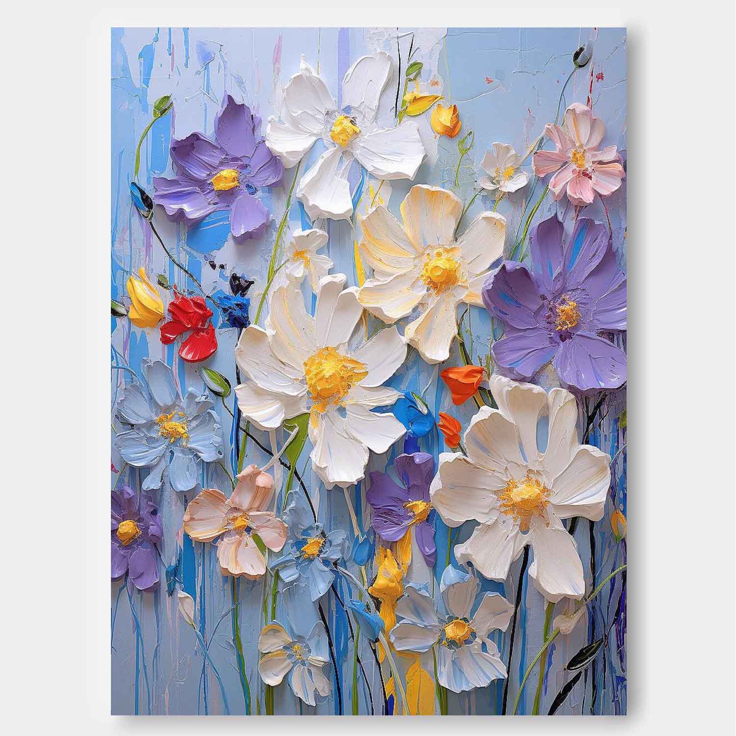Wall Art Impasto Flower Fresh Serene Cheerful